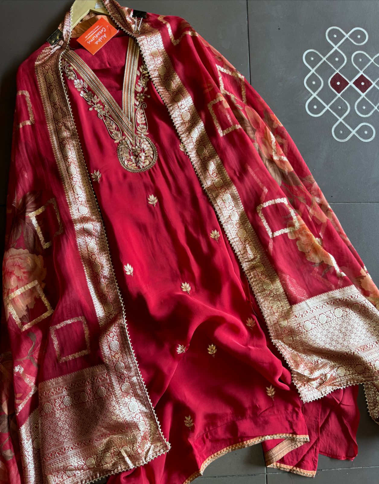 Soft Organza Unstitched Shirt with Beautiful rajwada style