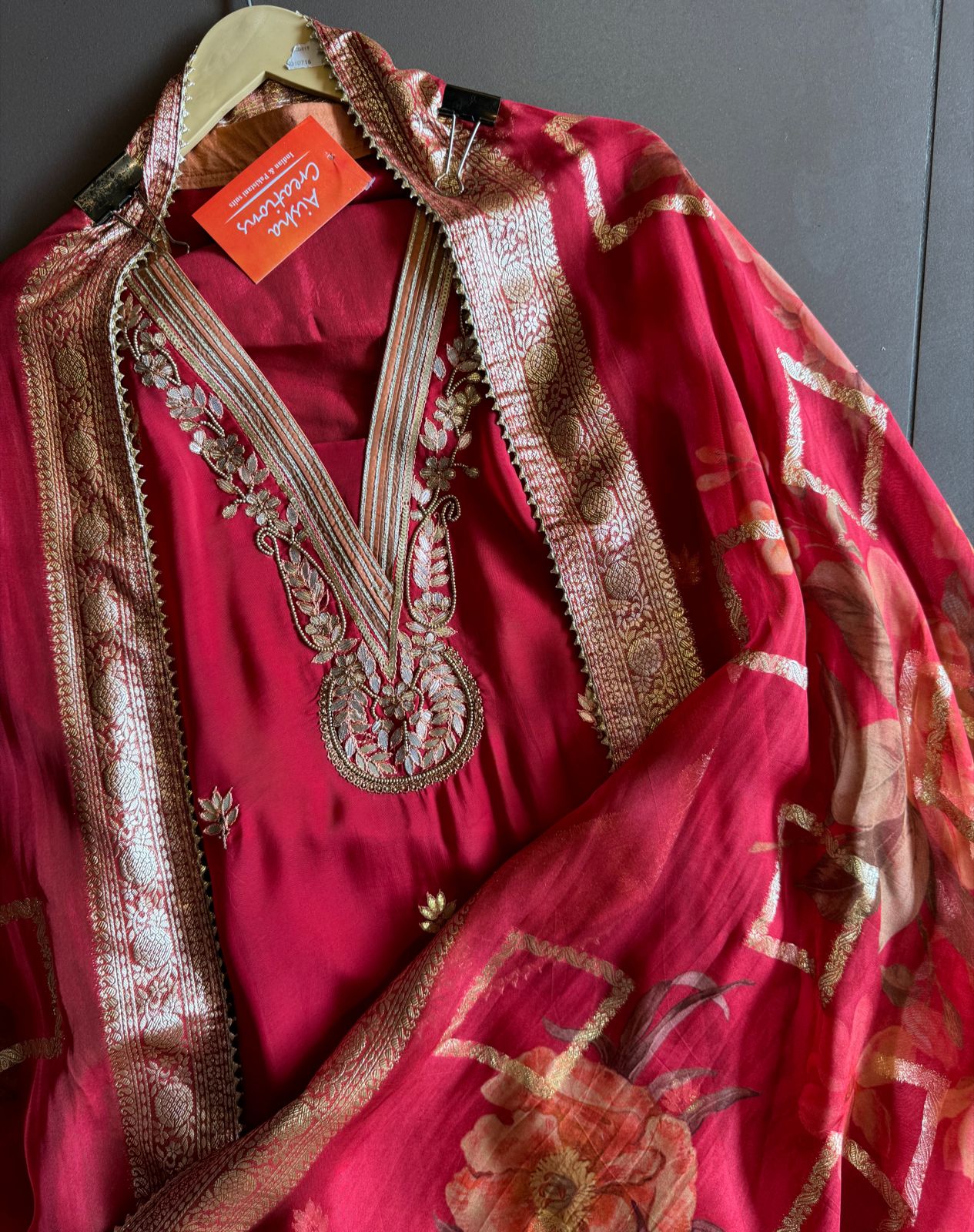 Soft Organza Unstitched Shirt with Beautiful rajwada style