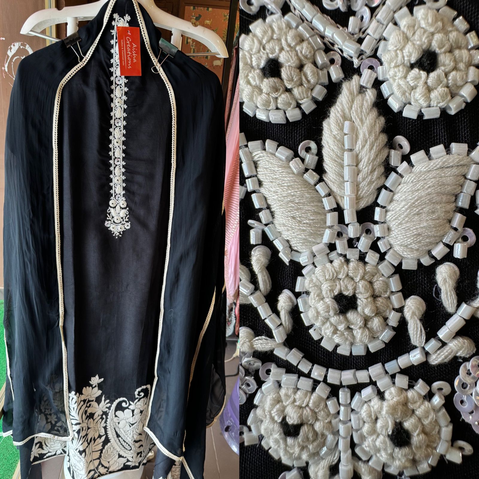 Soft organza Unstitched full size shirt With Threadwork