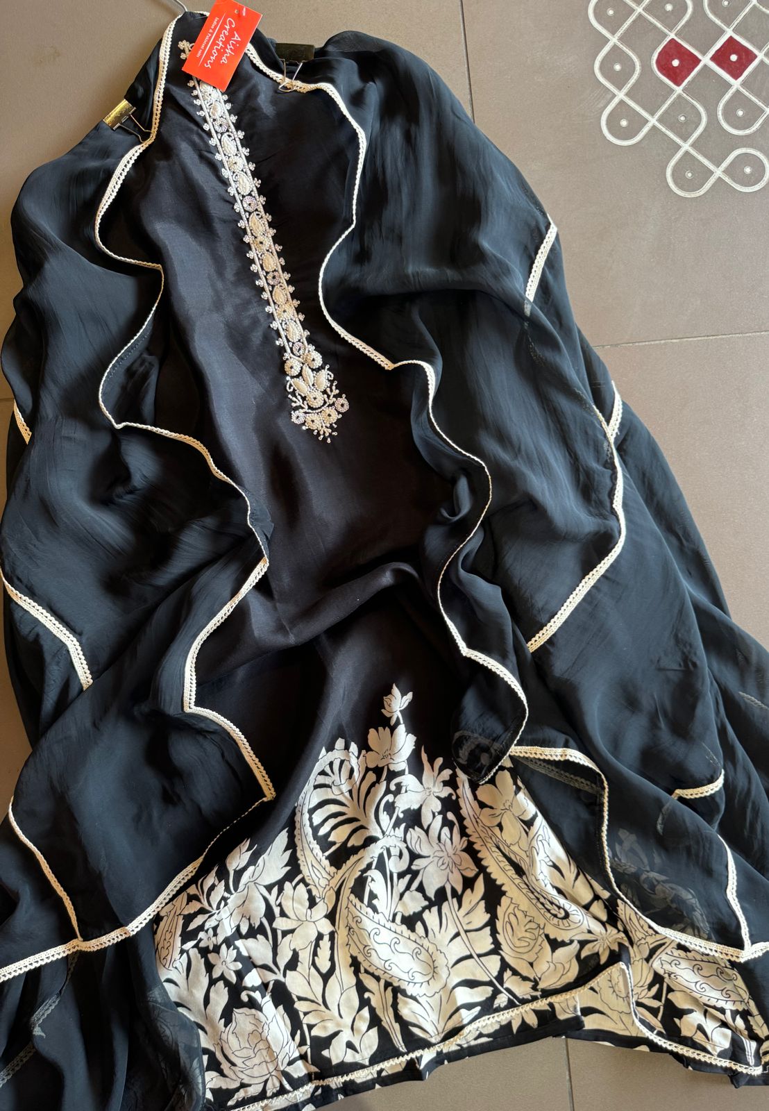 Soft organza Unstitched full size shirt With Threadwork