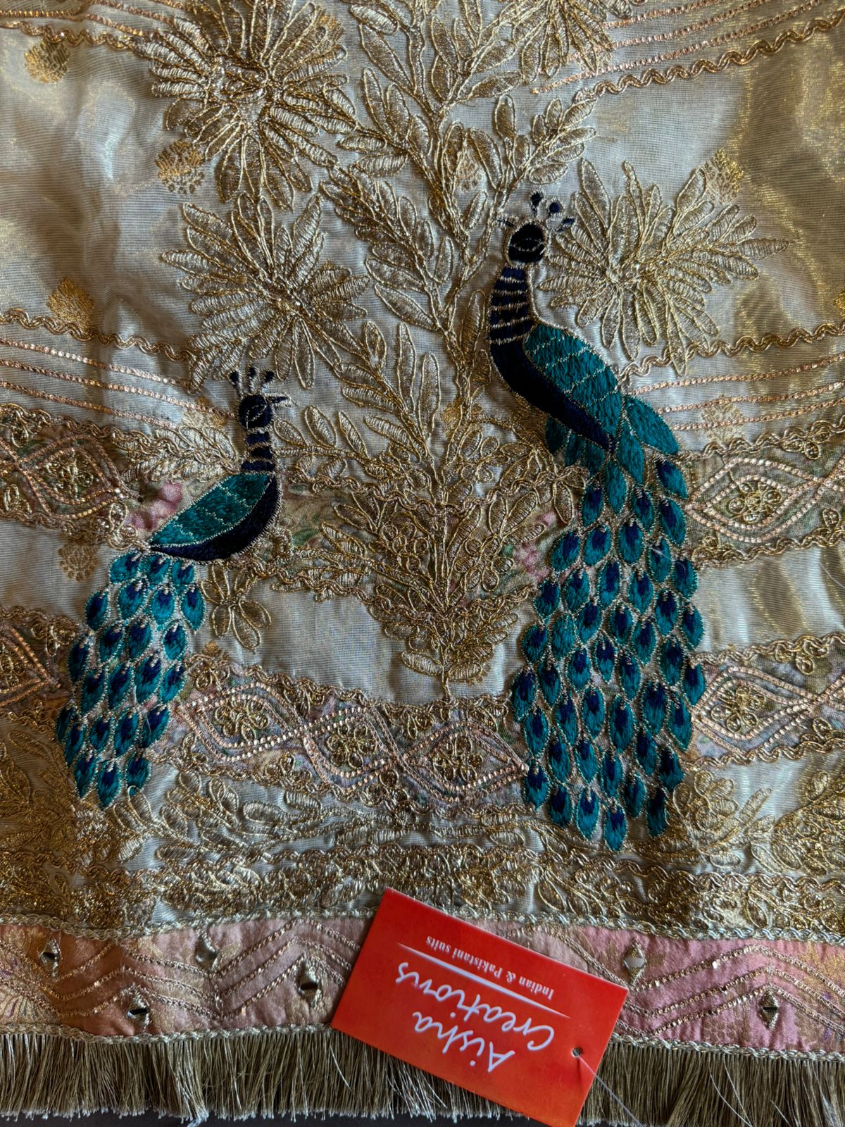 Pure chanderi Shirt gold in colour with complete zari work