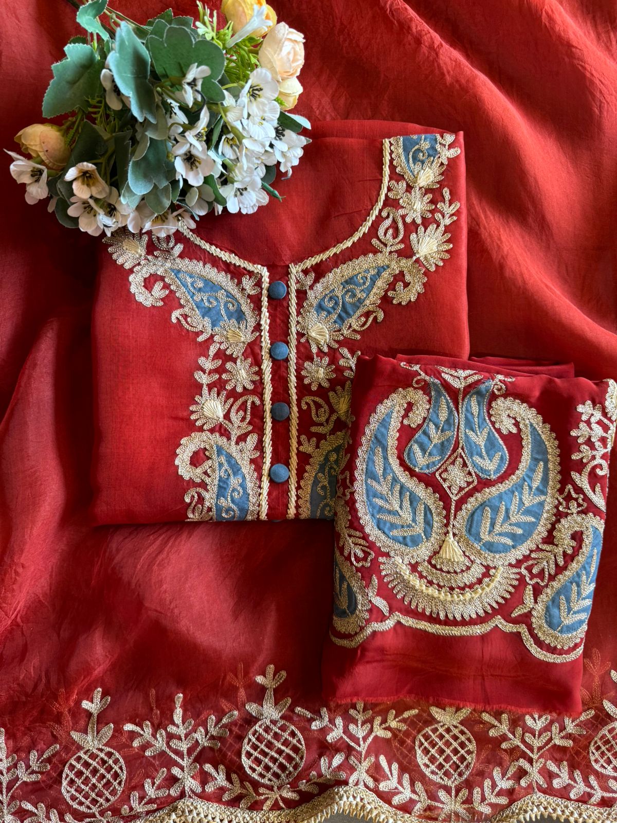 Pure organza Unstitched Kurta