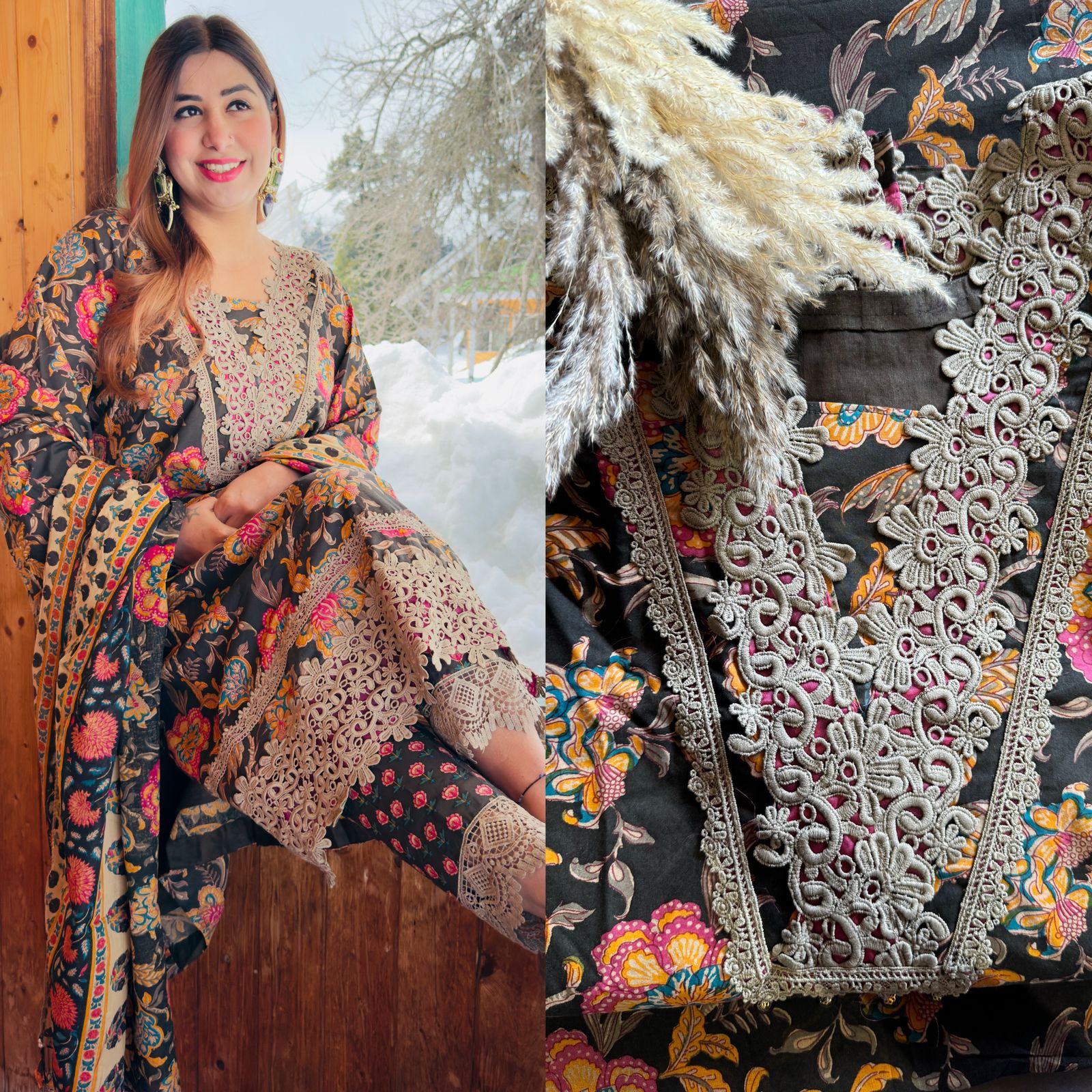 100% Pure organic Cotton suits collection with beautiful Block