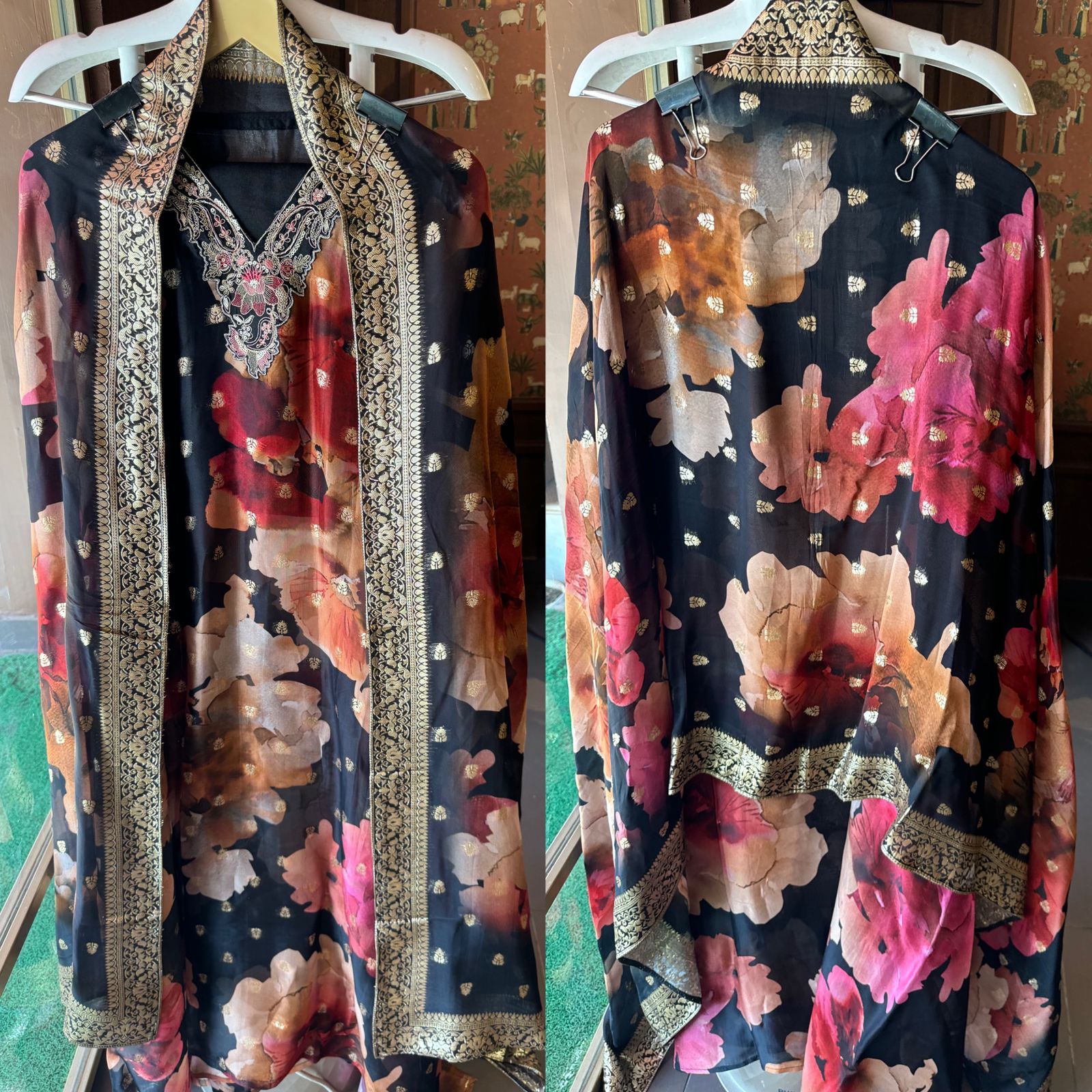 Pure organza Digital printed Unstitched kurta