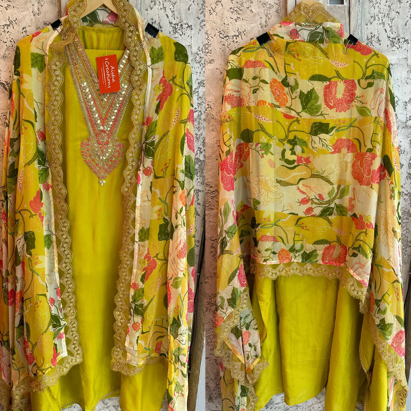 Pure silk shirt With embroidered neckline V Neck design