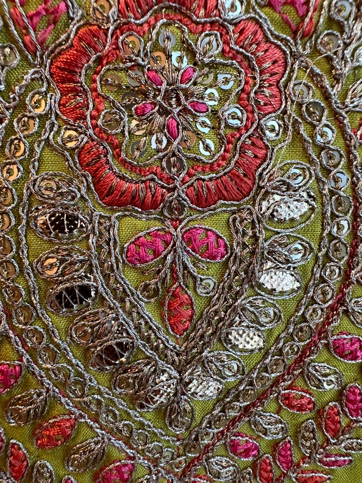 Pure silk shirt With embroidered neckline V Neck design