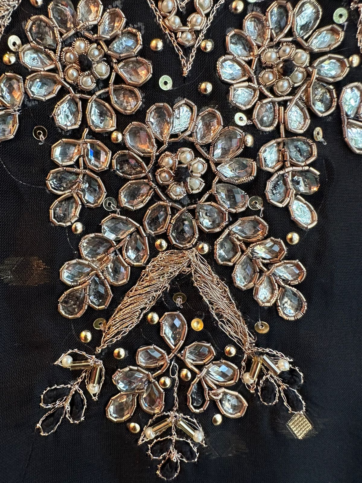 Black Super soft and Flowy organza shirt with zari highlights all over