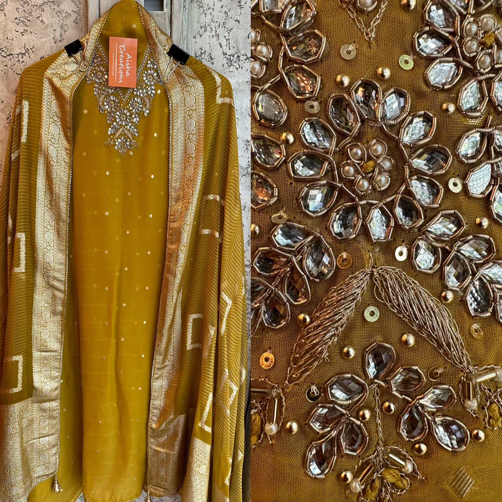 Super soft and Flowy organza shirt with zari highlights all over