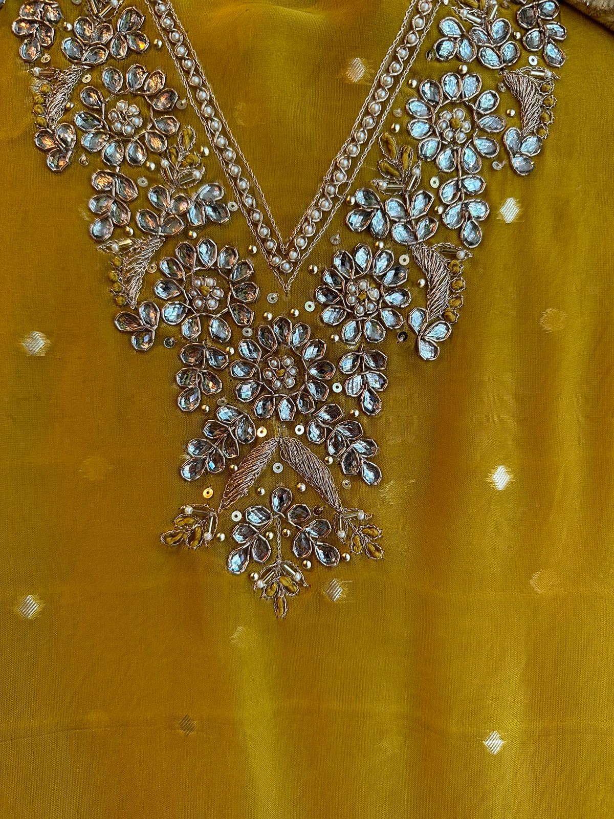 Super soft and Flowy organza shirt with zari highlights all over