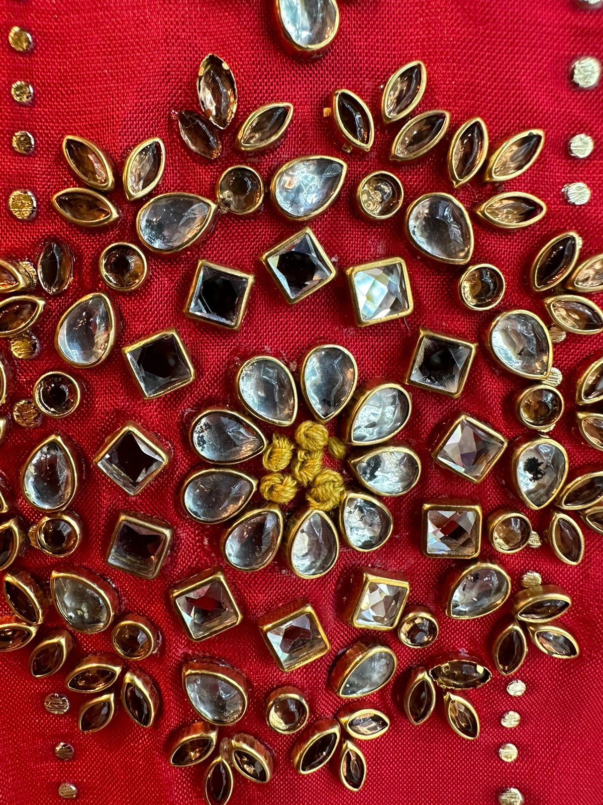 Pure russian silk shirt with beautiful kundan thread and cutdana embroidery