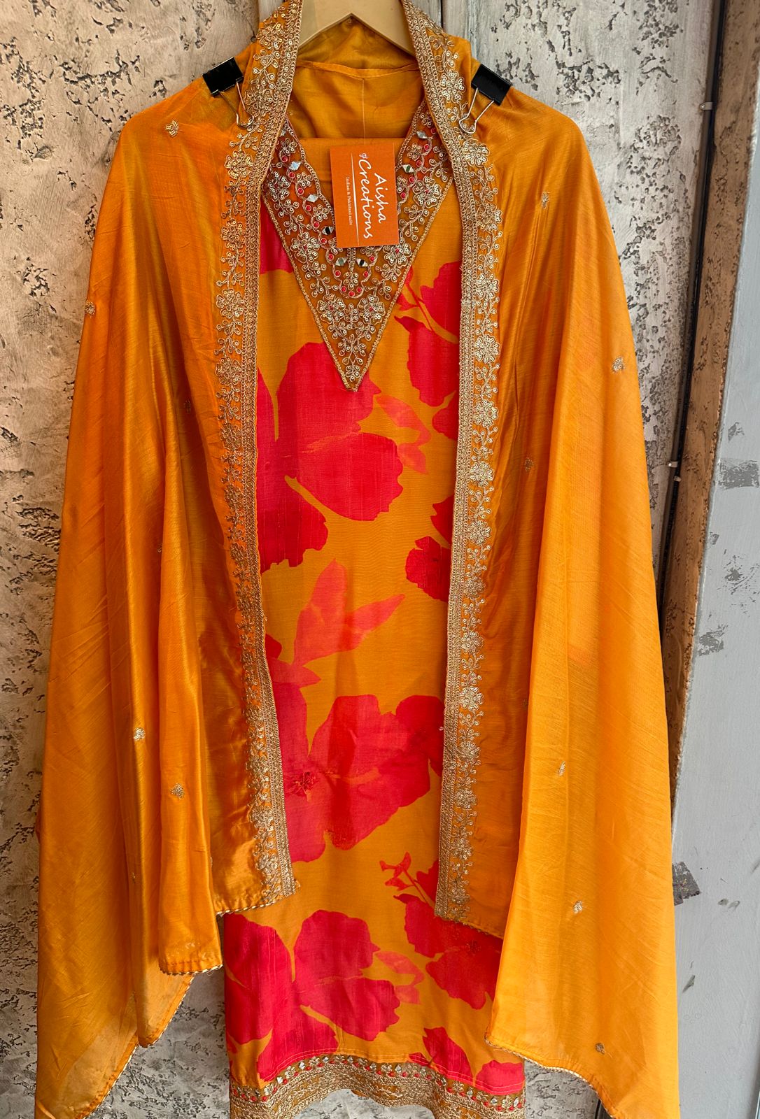 Super soft and Flowy muslin shirt Digital printed with Neckwork and ghera Embroidery