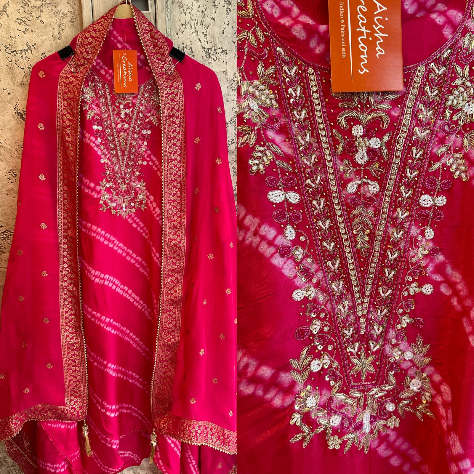 Pure Mulberry Silk Unstitched Tye and dye Bandej Silk Unstitched Shirt