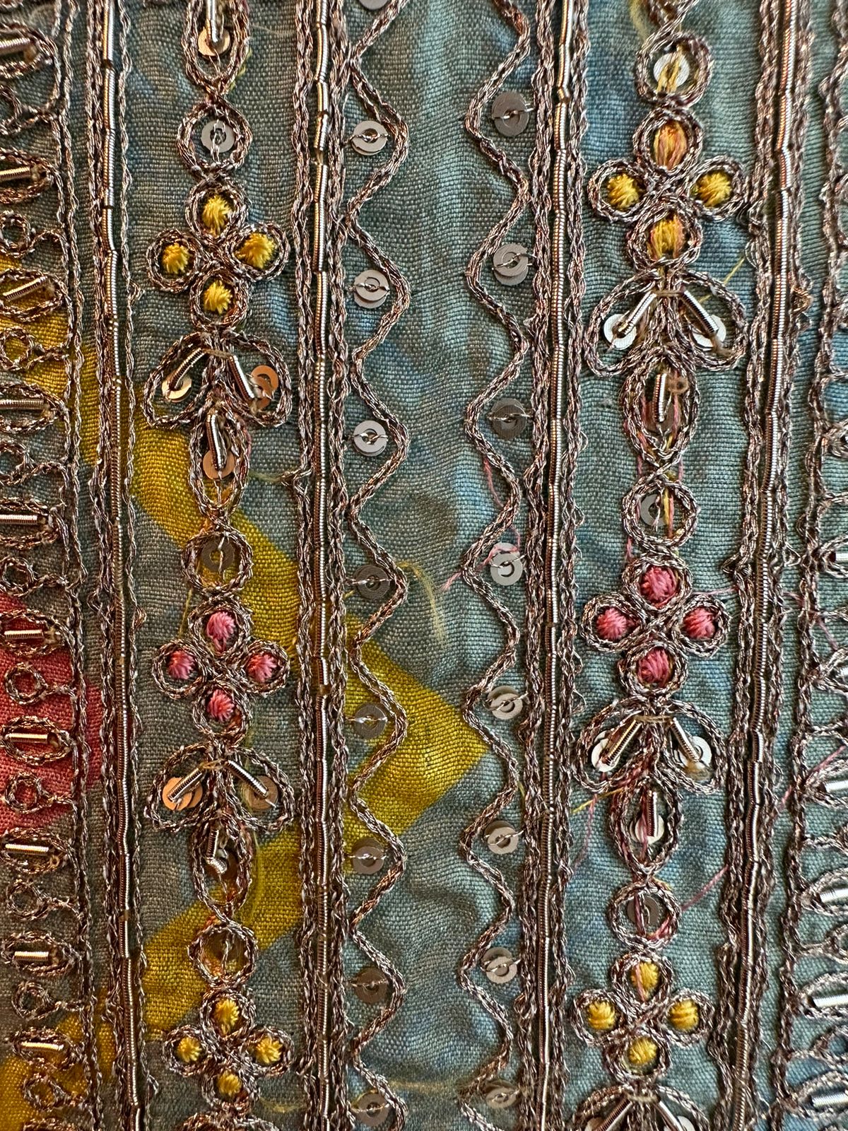 Pure digital printed Silk Shirt with Dori zari neckline (Handwork) done