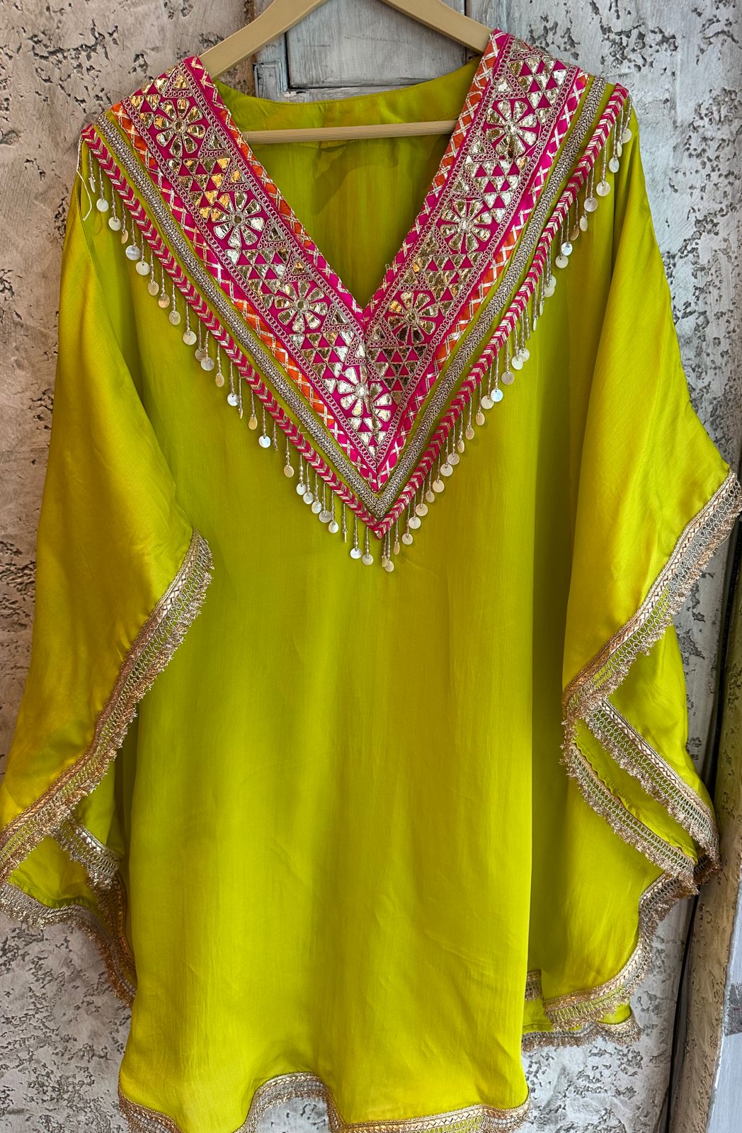 Pure Satin Kaaftan set with gotta laces