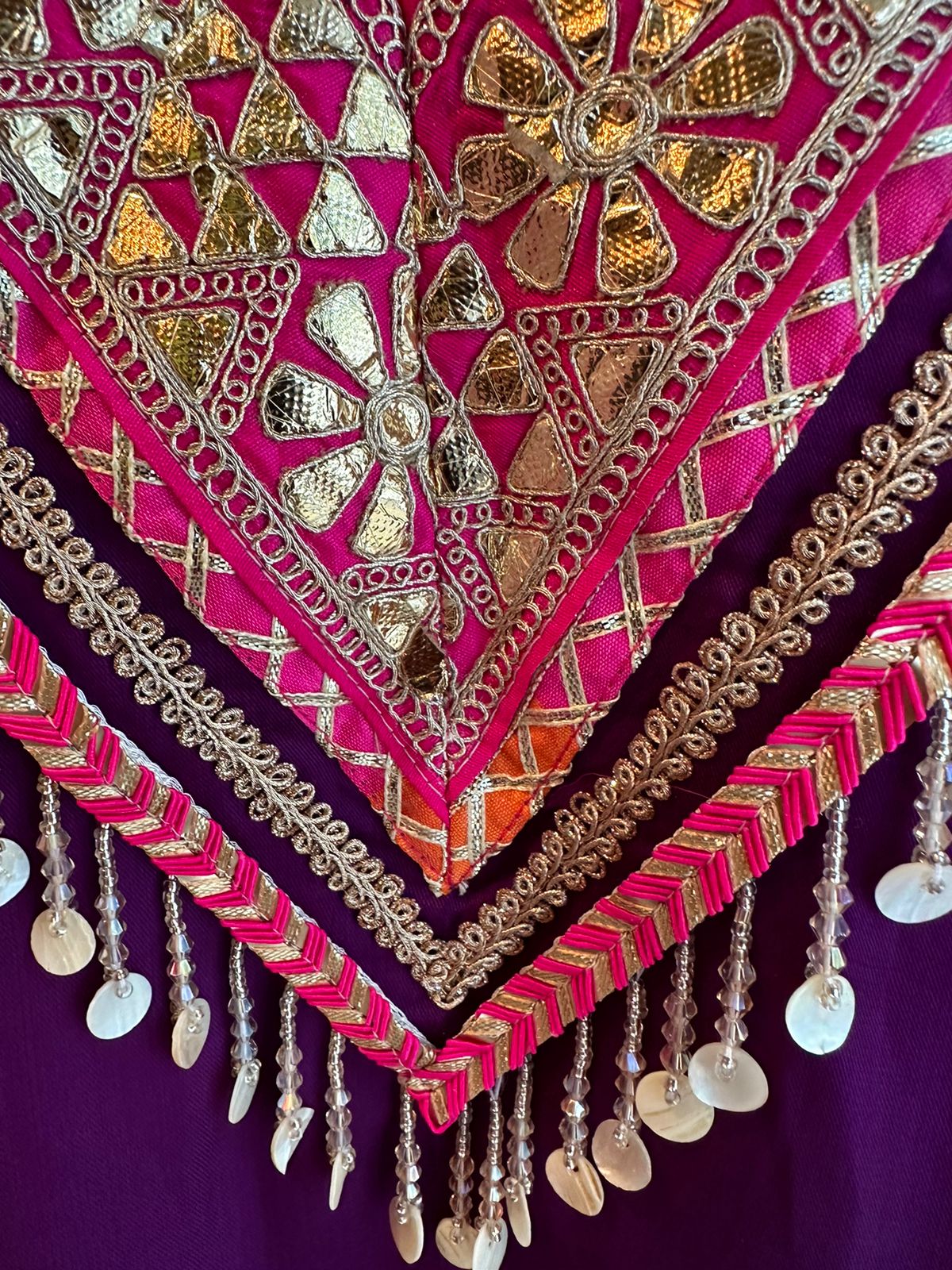 Pure Satin Kaaftan set with gotta laces purple