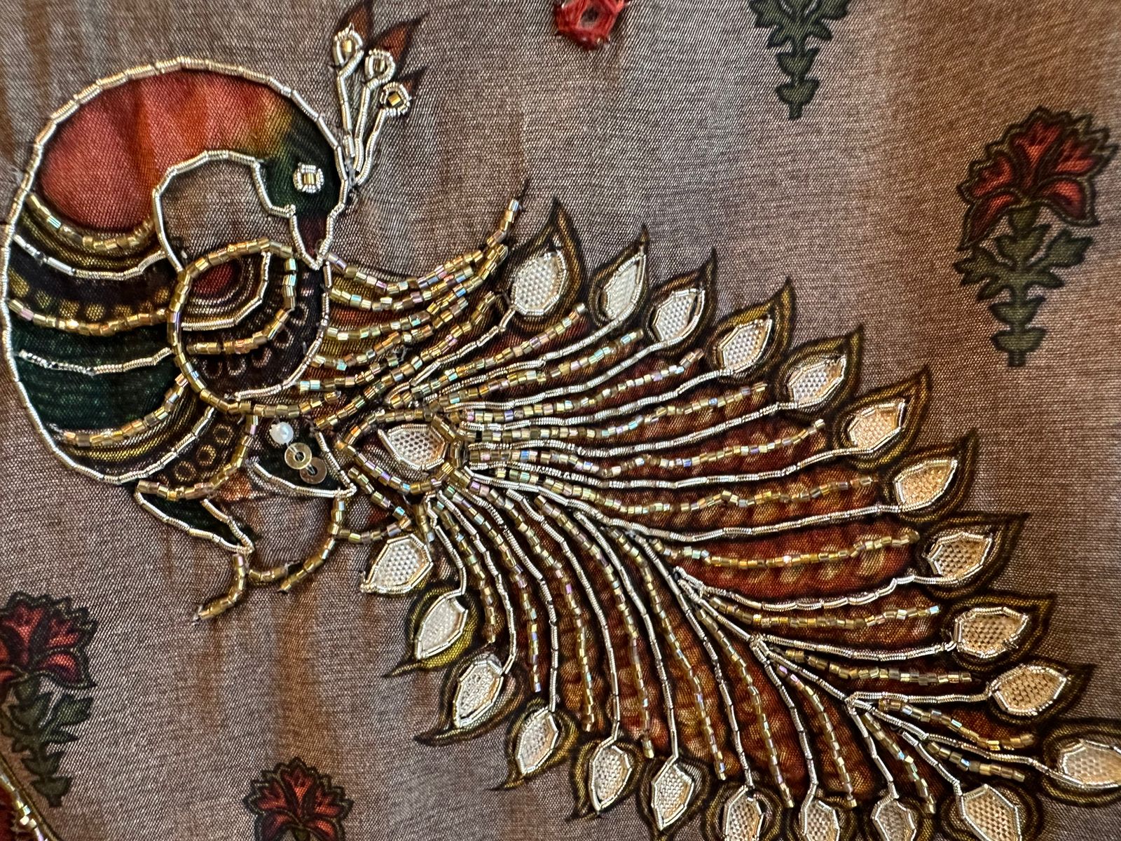 Pure maheshwari silk Digital printed shirt with very gorgeous handwork