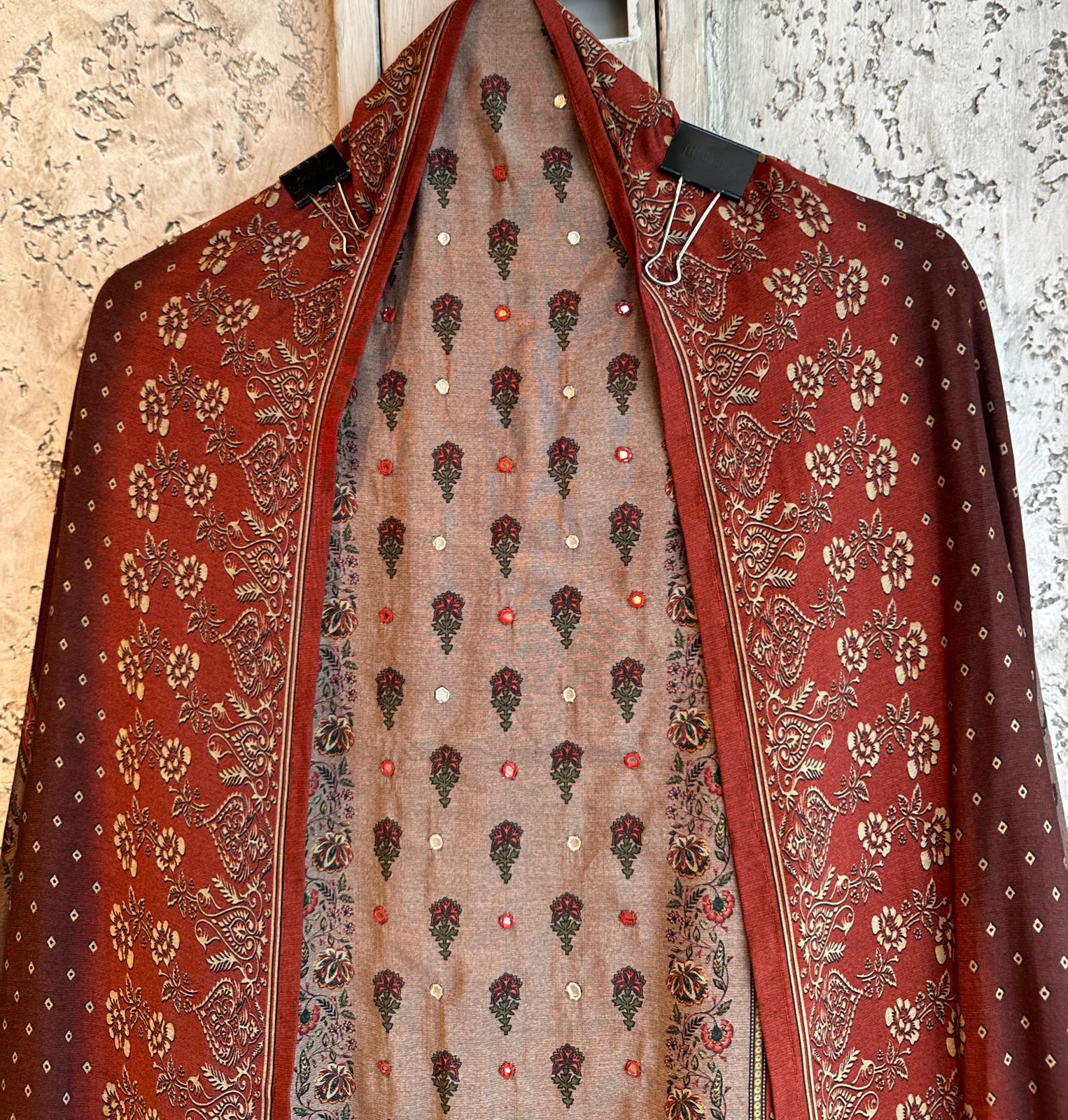 Pure maheshwari silk Digital printed shirt with very gorgeous handwork