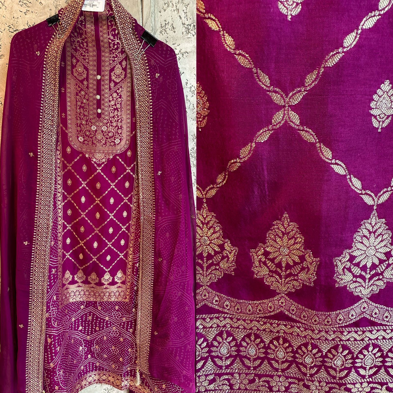 Pure jamawar Silk suit  Completely Rich and intricate Weaved embroidered shirt