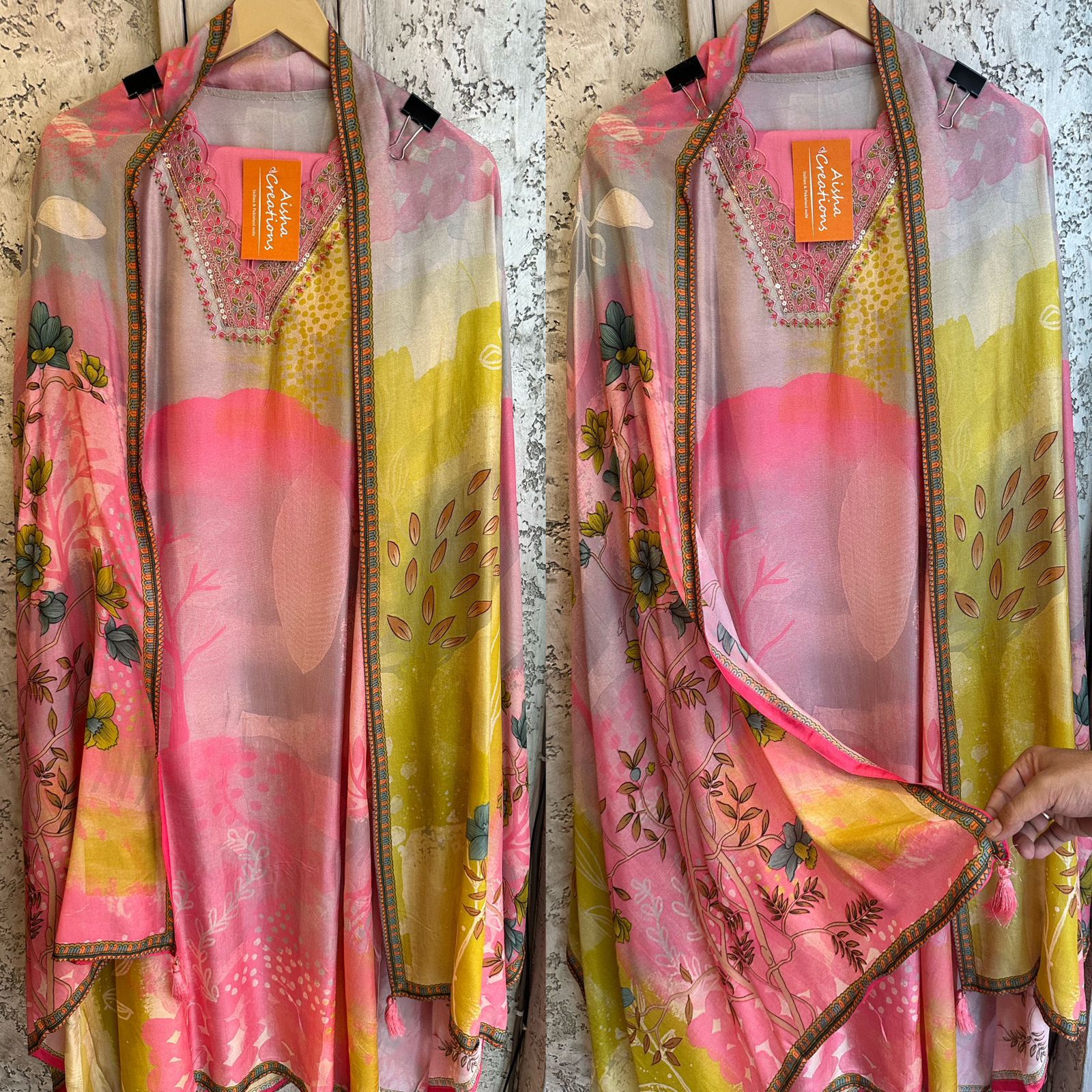 Pure Mulberry Silk Digital printed Suit with pure Mulberry Silk floral Dupatta