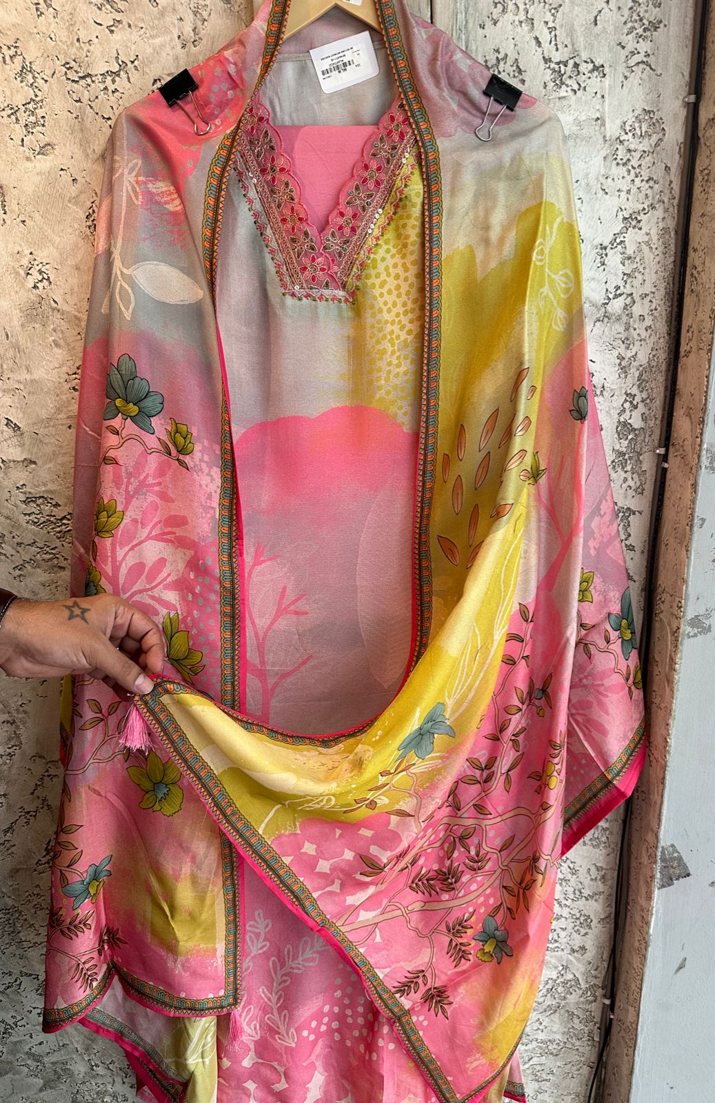 Pure Mulberry Silk Digital printed Suit with pure Mulberry Silk floral Dupatta