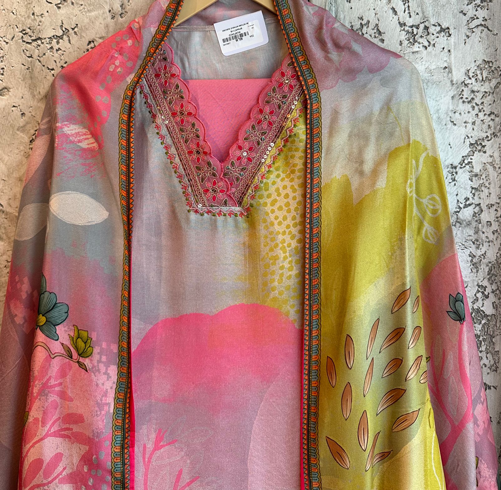 Pure Mulberry Silk Digital printed Suit with pure Mulberry Silk floral Dupatta