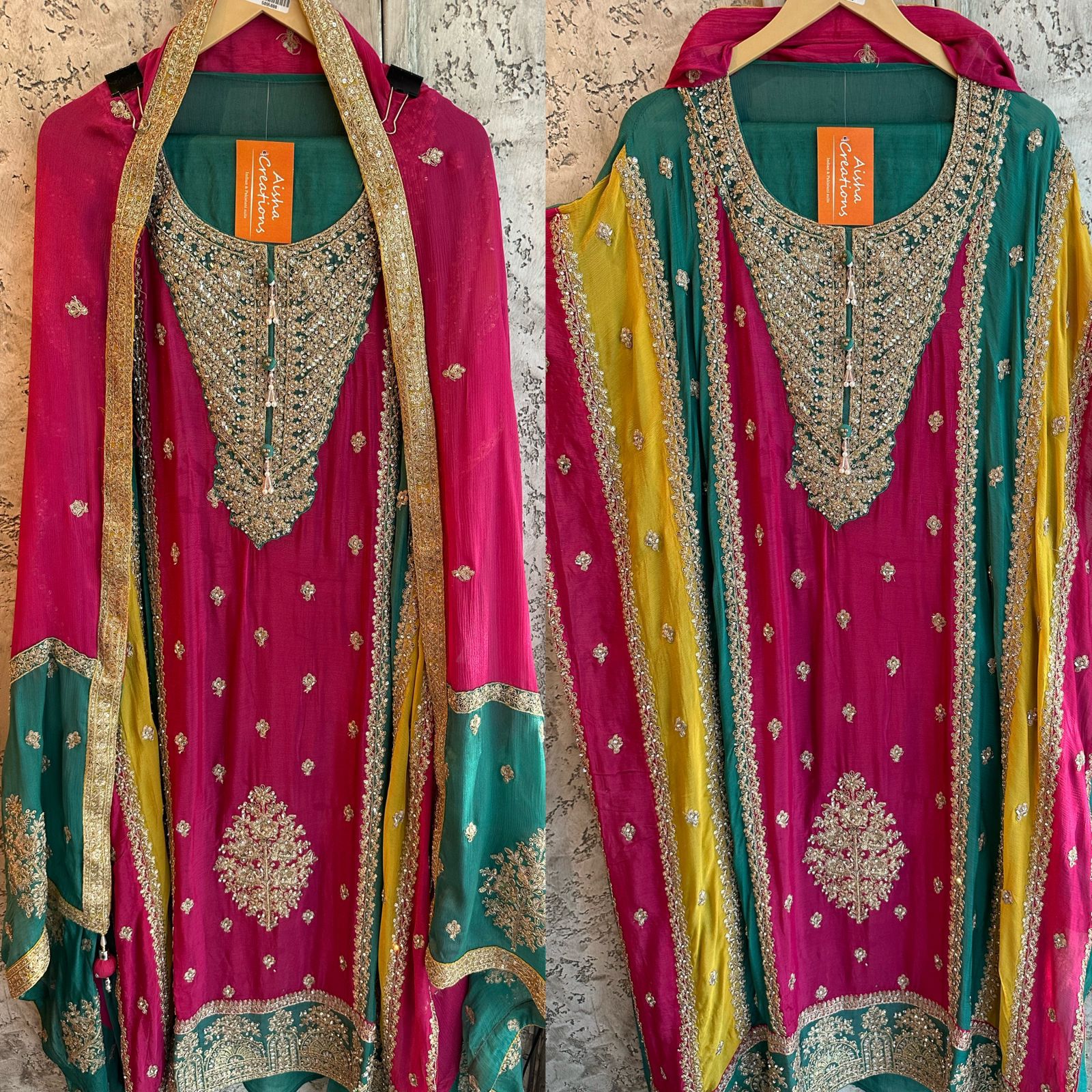 Pure Chinon Unstitched Shirt with overall Handwork done