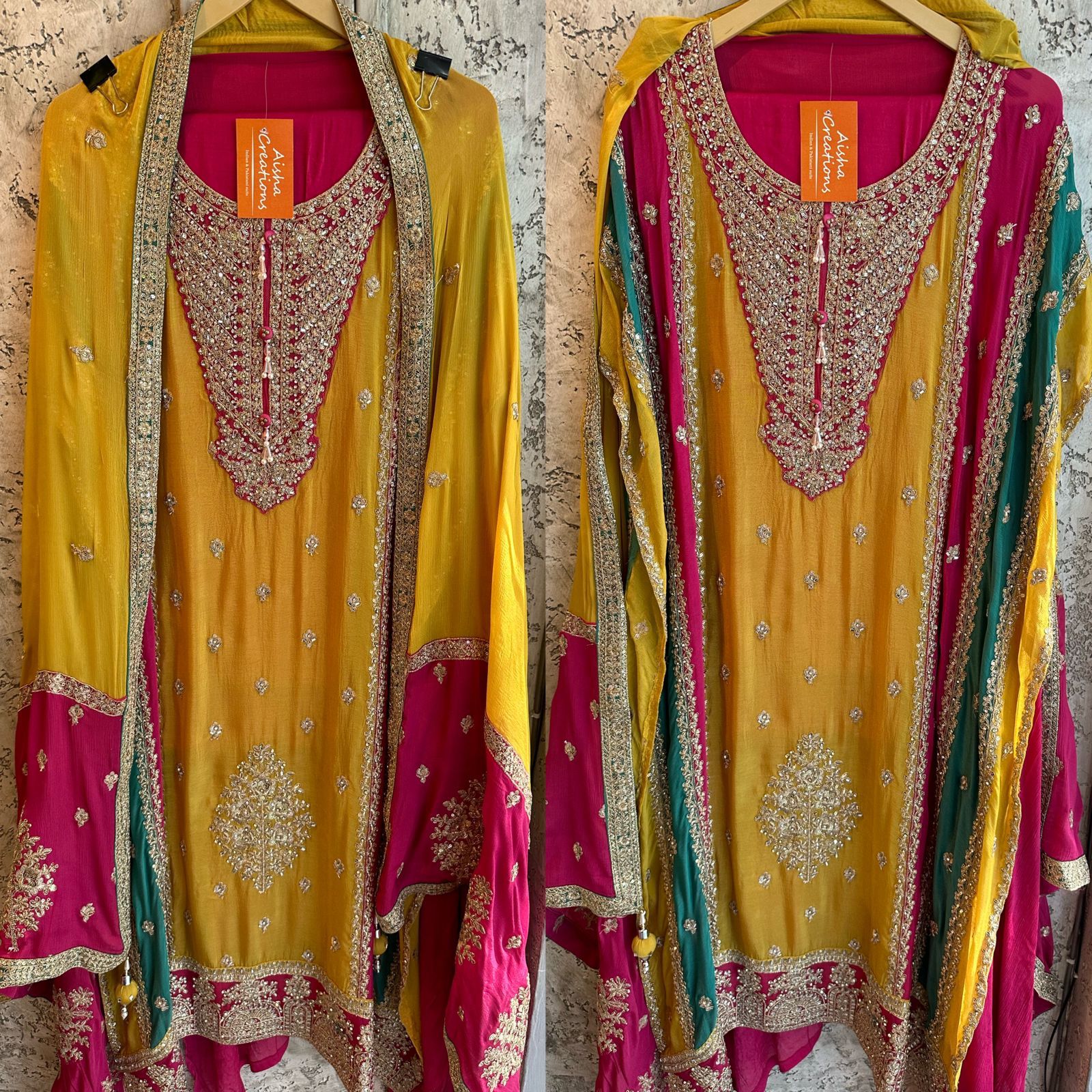 Pure Chinon Unstitched Shirt with overall Handwork done