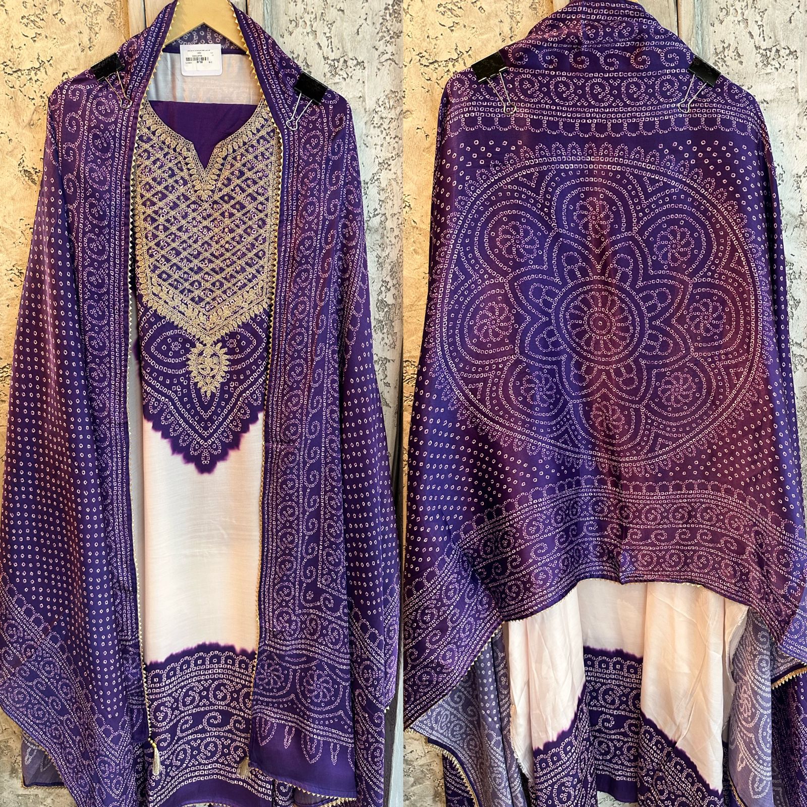 Pure GAJJI silk Unstitched full size Suit with very gorgeous Dori work on the neckline