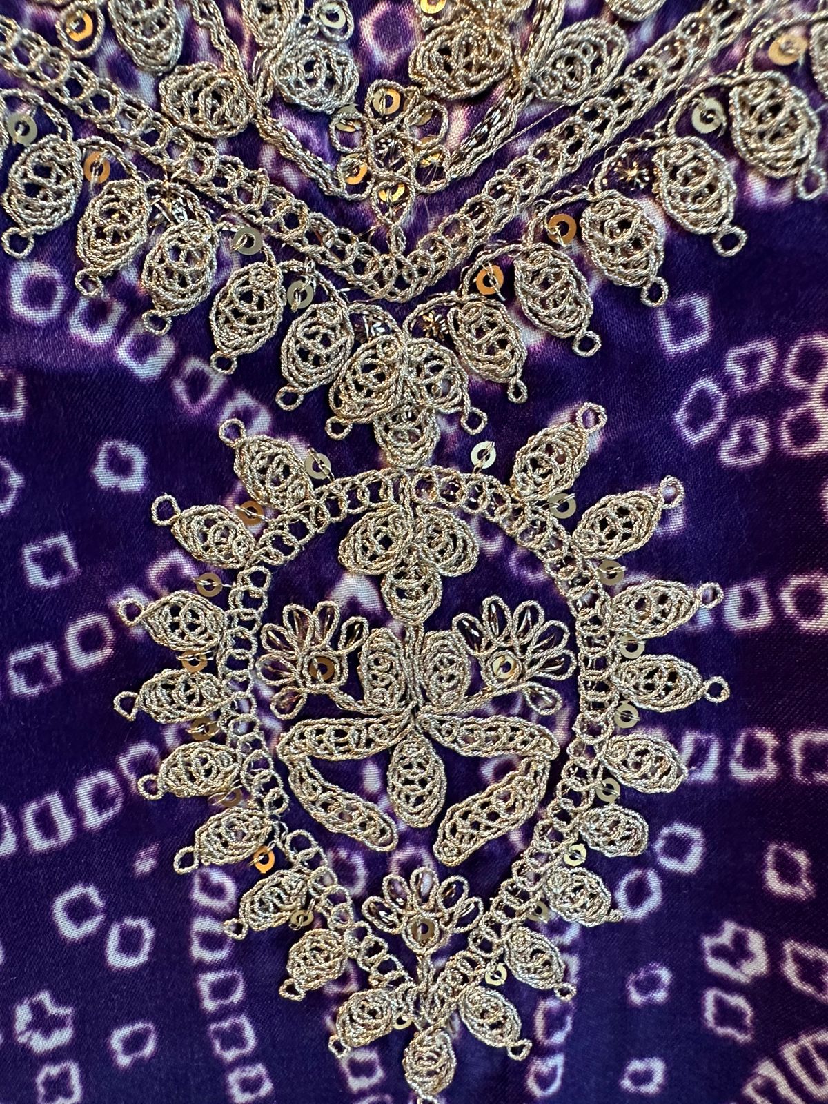 Pure GAJJI silk Unstitched full size Suit with very gorgeous Dori work on the neckline