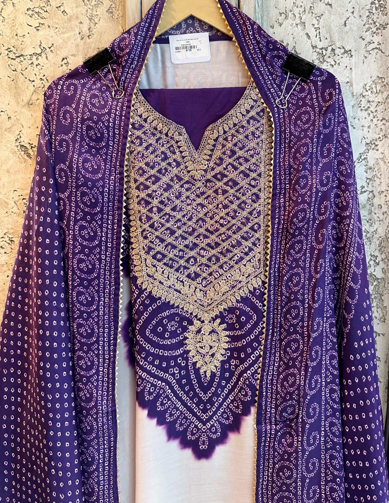 Pure GAJJI silk Unstitched full size Suit with very gorgeous Dori work on the neckline