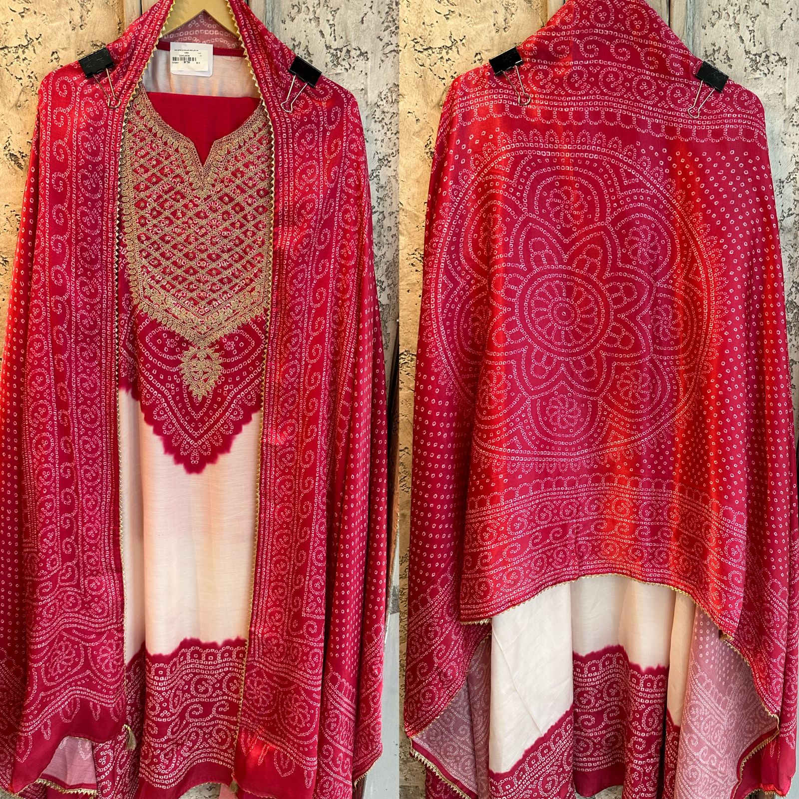 Pure GAJJI silk Unstitched full size Suit with very gorgeous Dori work on the neckline