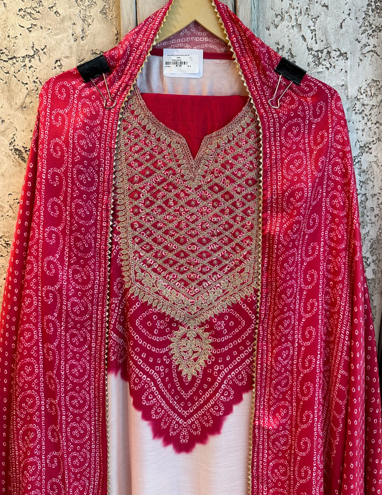 Pure GAJJI silk Unstitched full size Suit with very gorgeous Dori work on the neckline