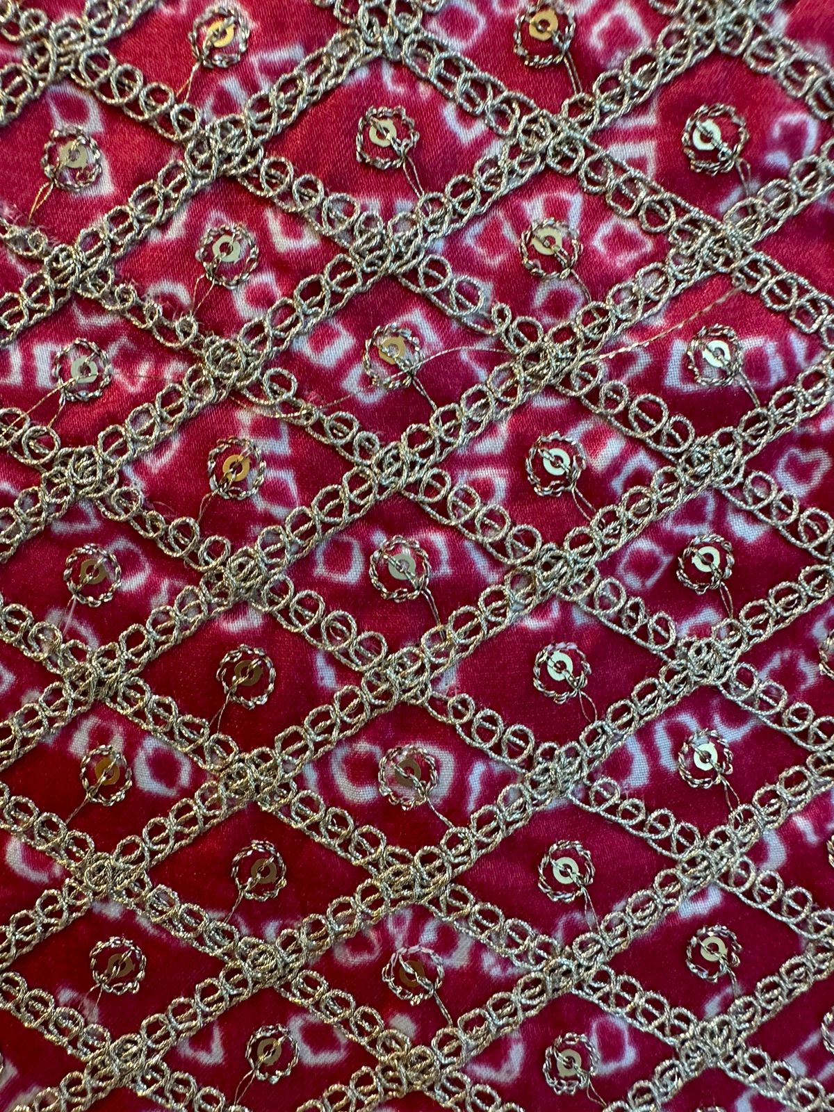 Pure GAJJI silk Unstitched full size Suit with very gorgeous Dori work on the neckline