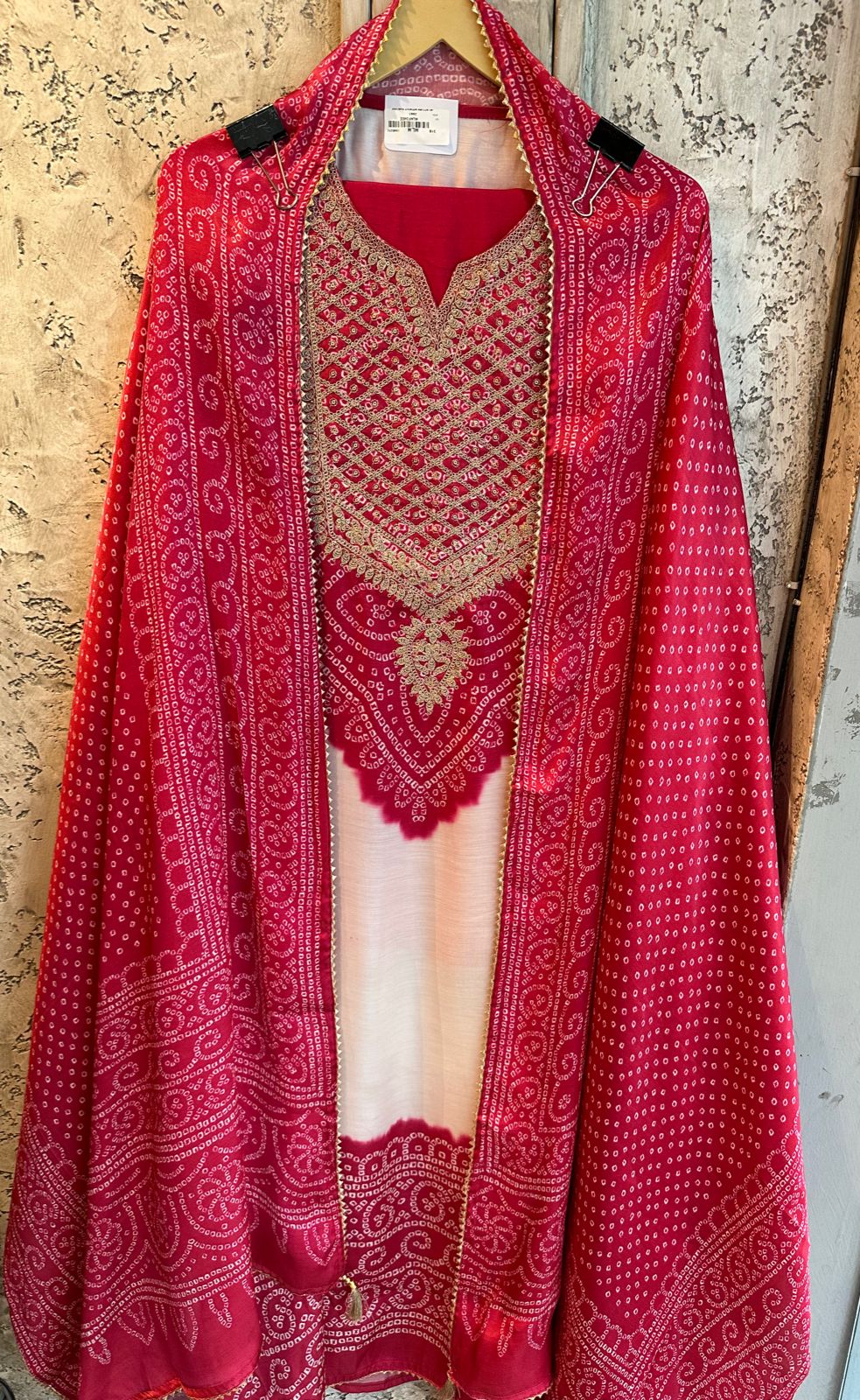 Pure GAJJI silk Unstitched full size Suit with very gorgeous Dori work on the neckline