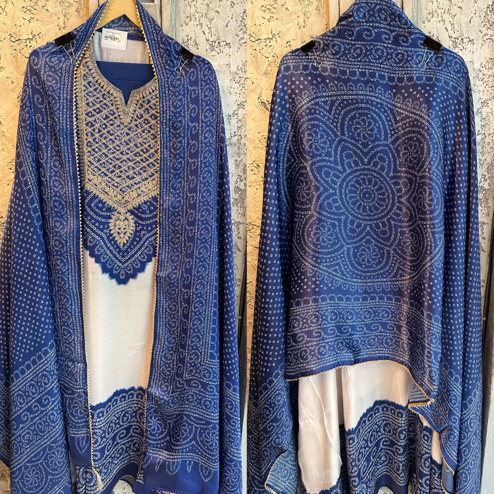 Pure GAJJI silk Unstitched full size Suit with very gorgeous Dori work on the neckline