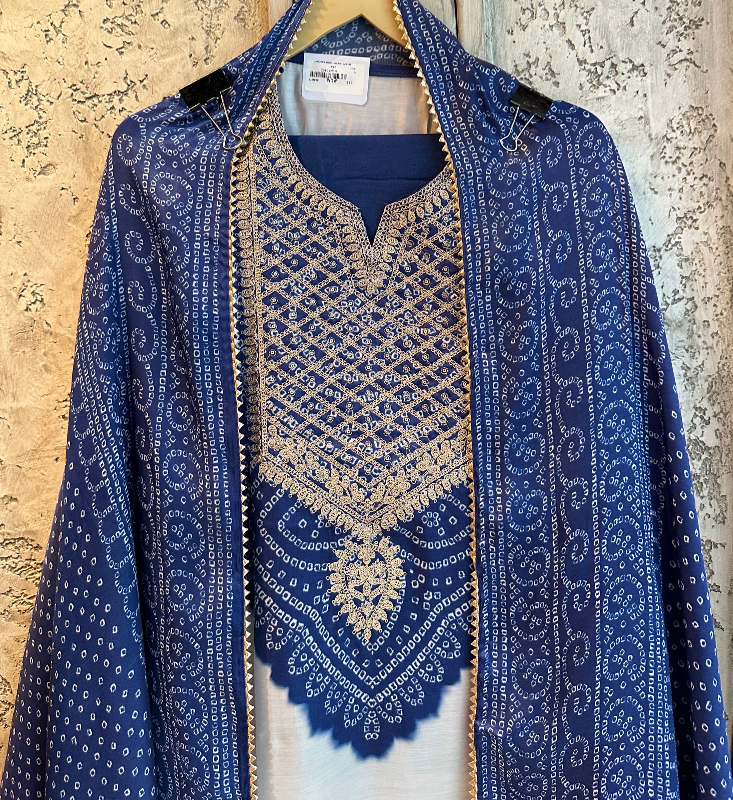 Pure GAJJI silk Unstitched full size Suit with very gorgeous Dori work on the neckline