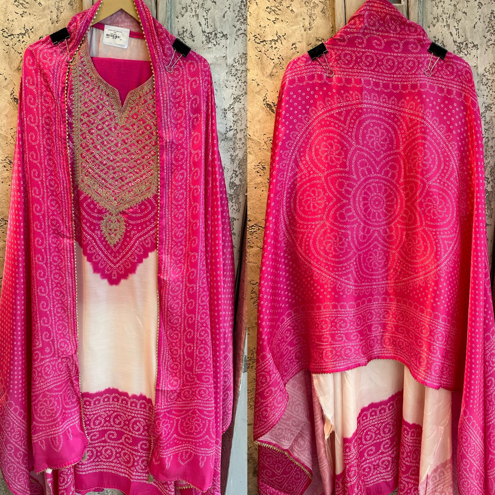 Pure GAJJI silk Unstitched full size Suit with very gorgeous Dori work on the neckline