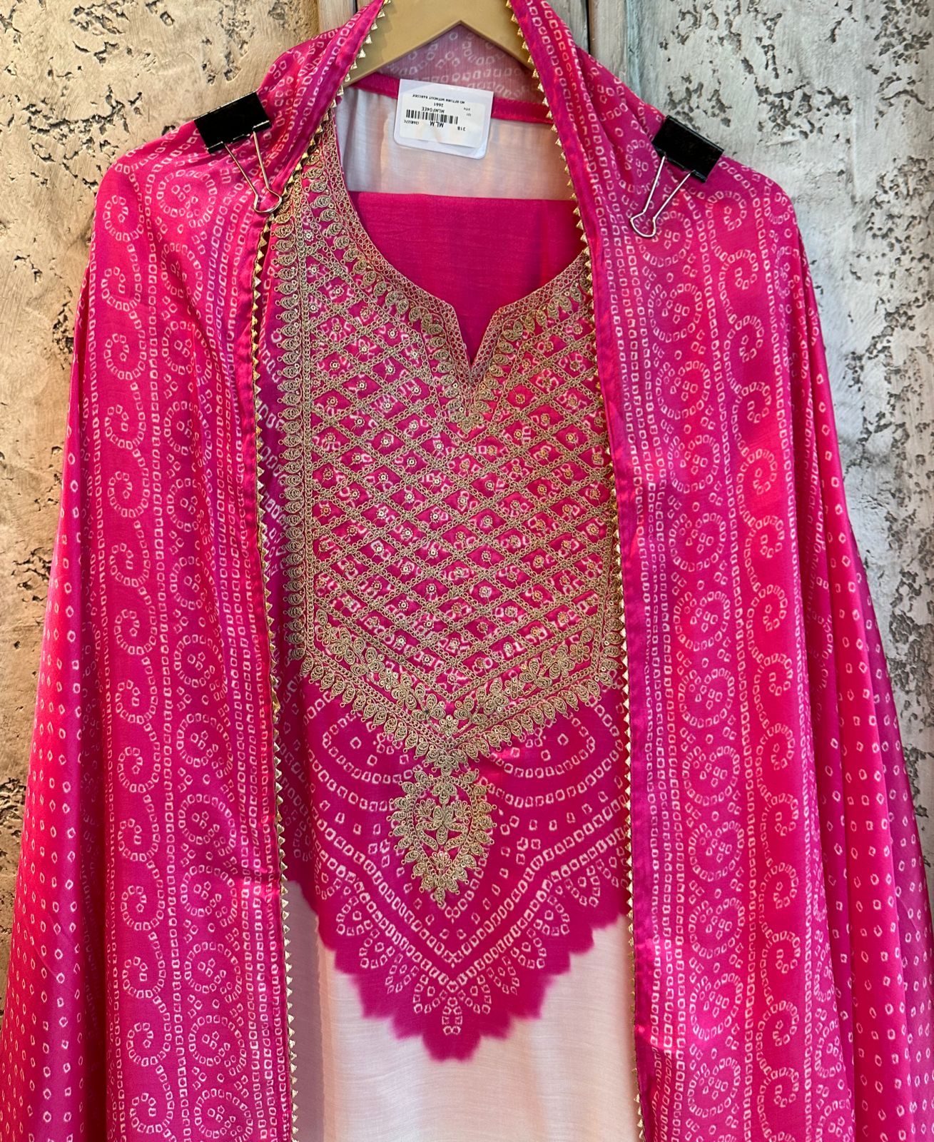 Pure GAJJI silk Unstitched full size Suit with very gorgeous Dori work on the neckline