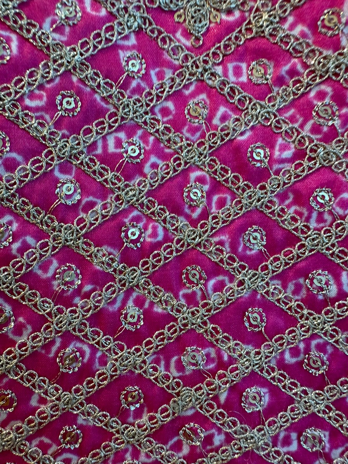 Pure GAJJI silk Unstitched full size Suit with very gorgeous Dori work on the neckline