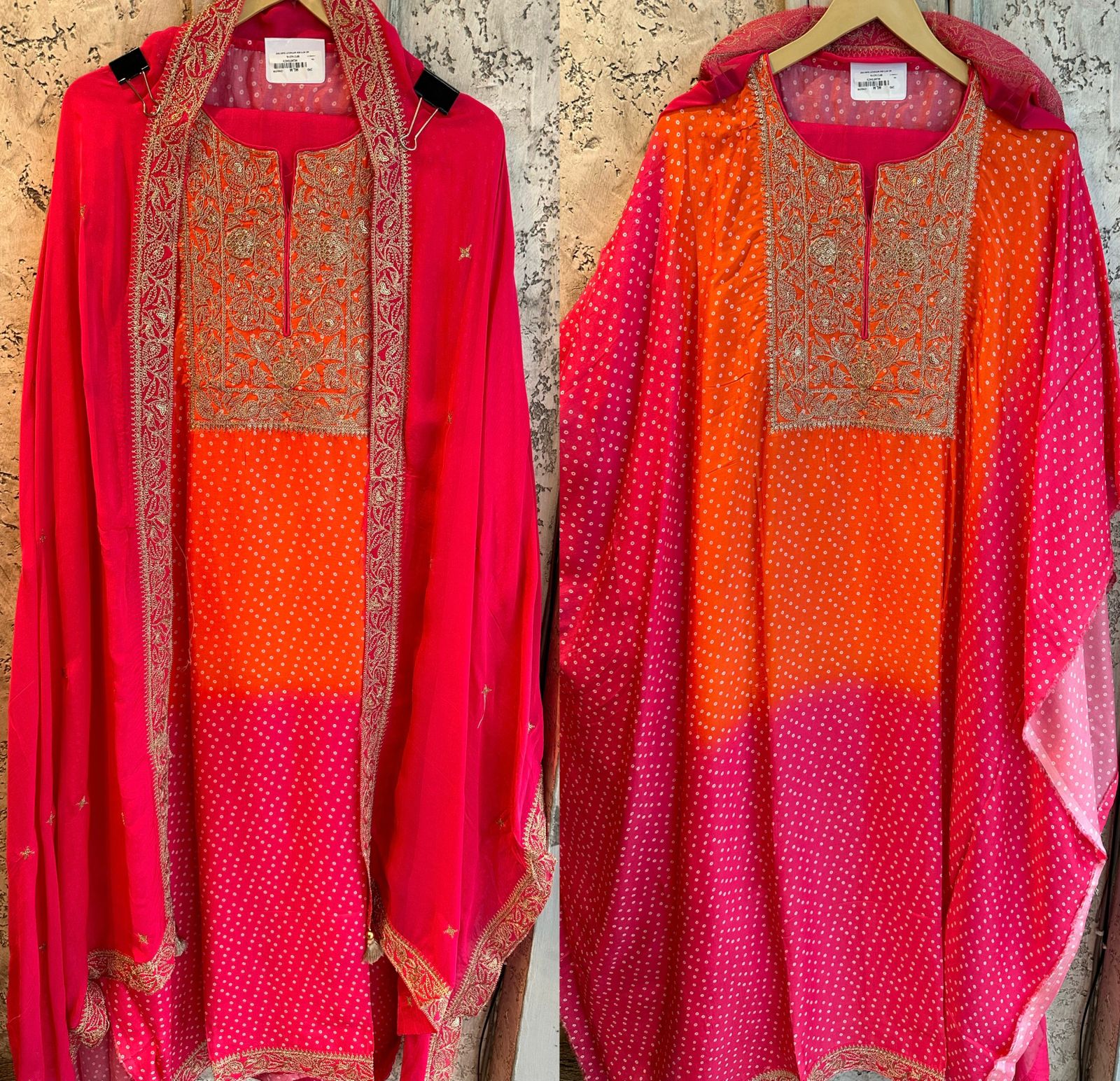 Pure and soft Flowy Bandej printed shirt (Front and back)  With very beautiful Neckwork