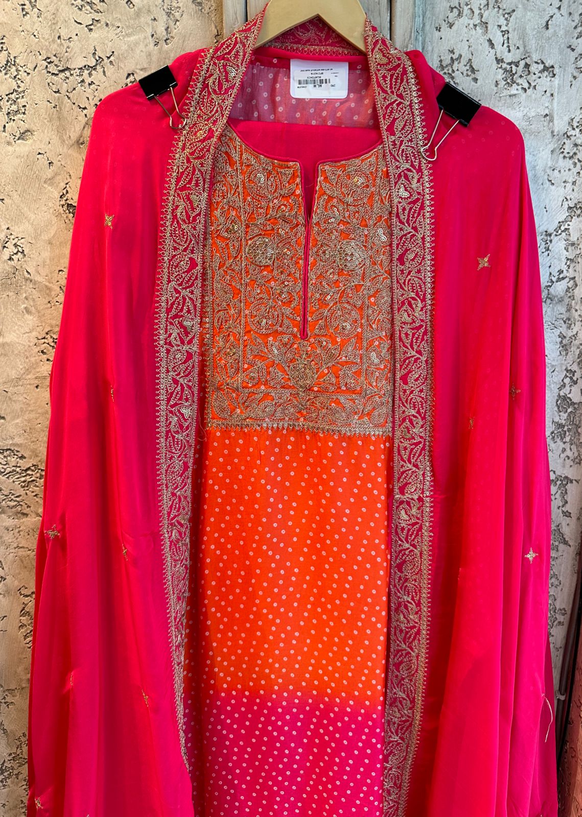 Pure and soft Flowy Bandej printed shirt (Front and back)  With very beautiful Neckwork