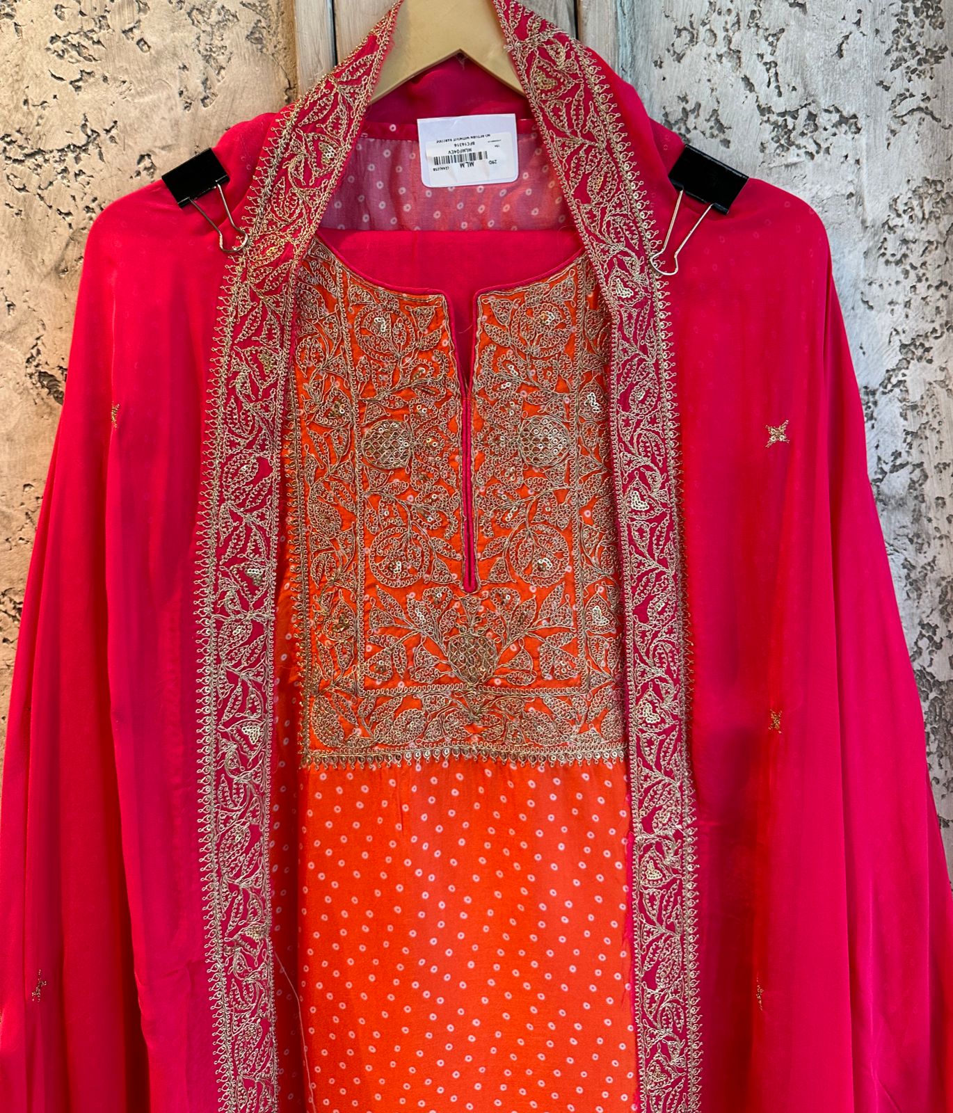 Pure and soft Flowy Bandej printed shirt (Front and back)  With very beautiful Neckwork