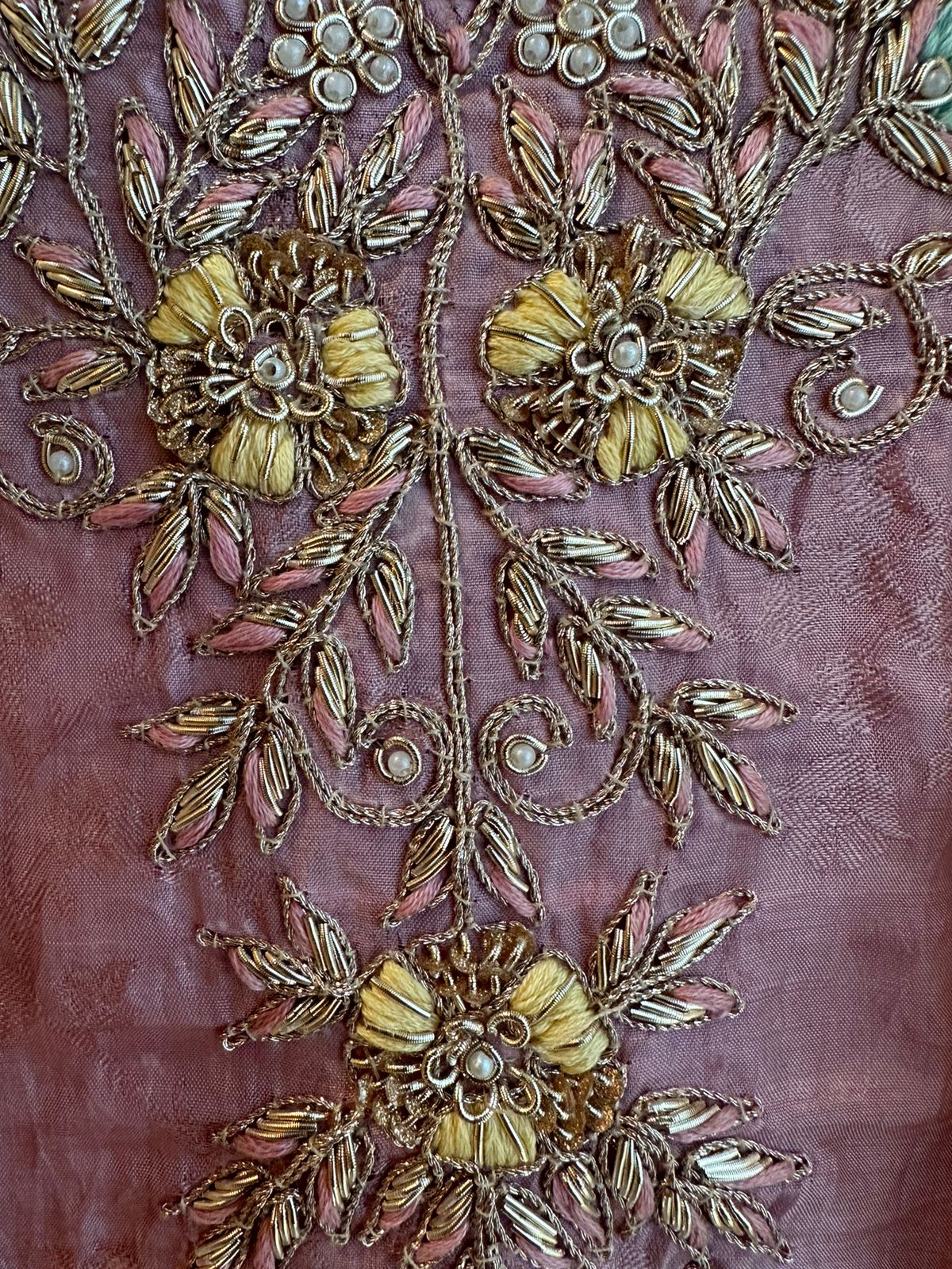 Pure mul mul soft and Flowy self silk shirt completely weaved with original dabka work