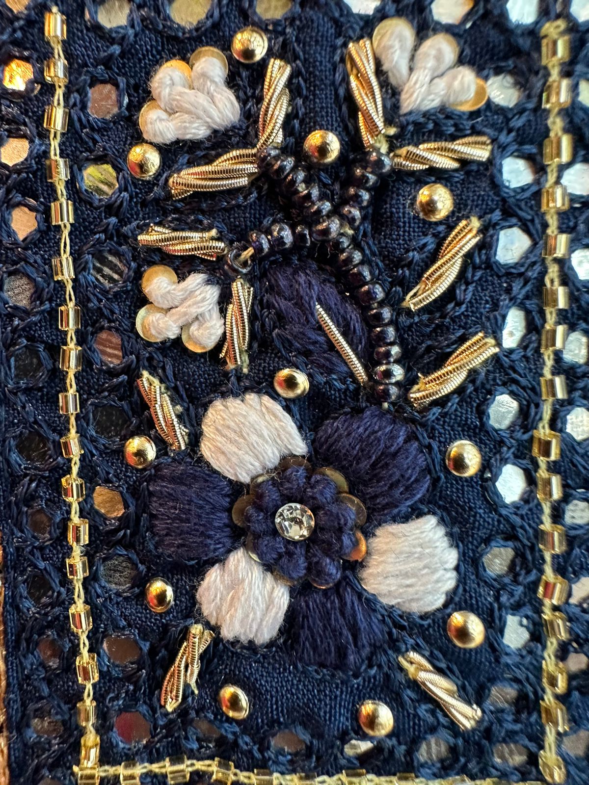 Pure Chinon dotted Unstitched full size shirt  With very beautiful handwork