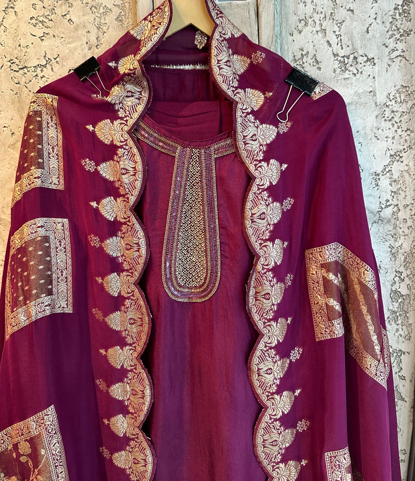 Pure Russian silk unstitched shirt Semi stitched with sleeves made