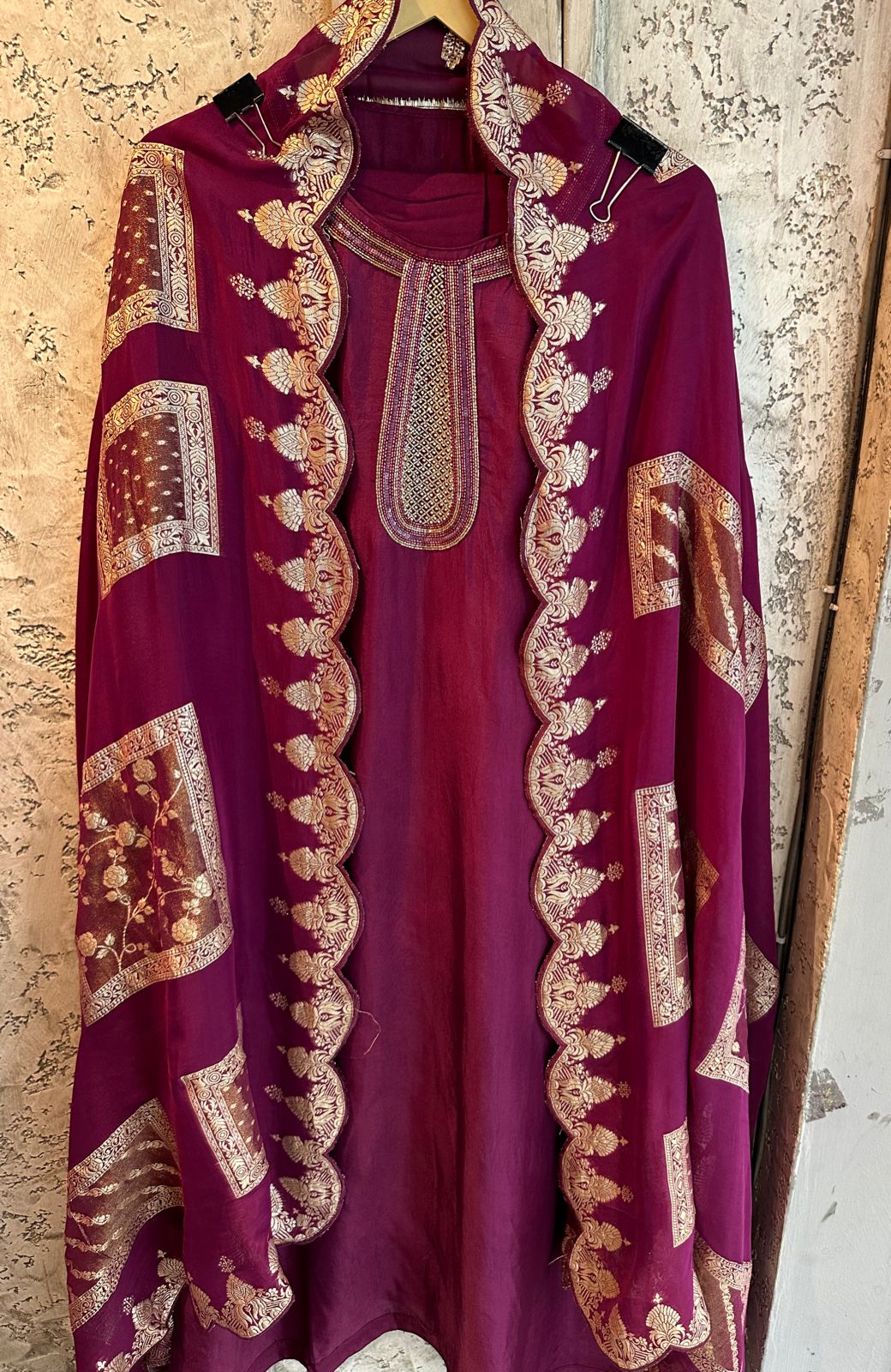 Pure Russian silk unstitched shirt Semi stitched with sleeves made