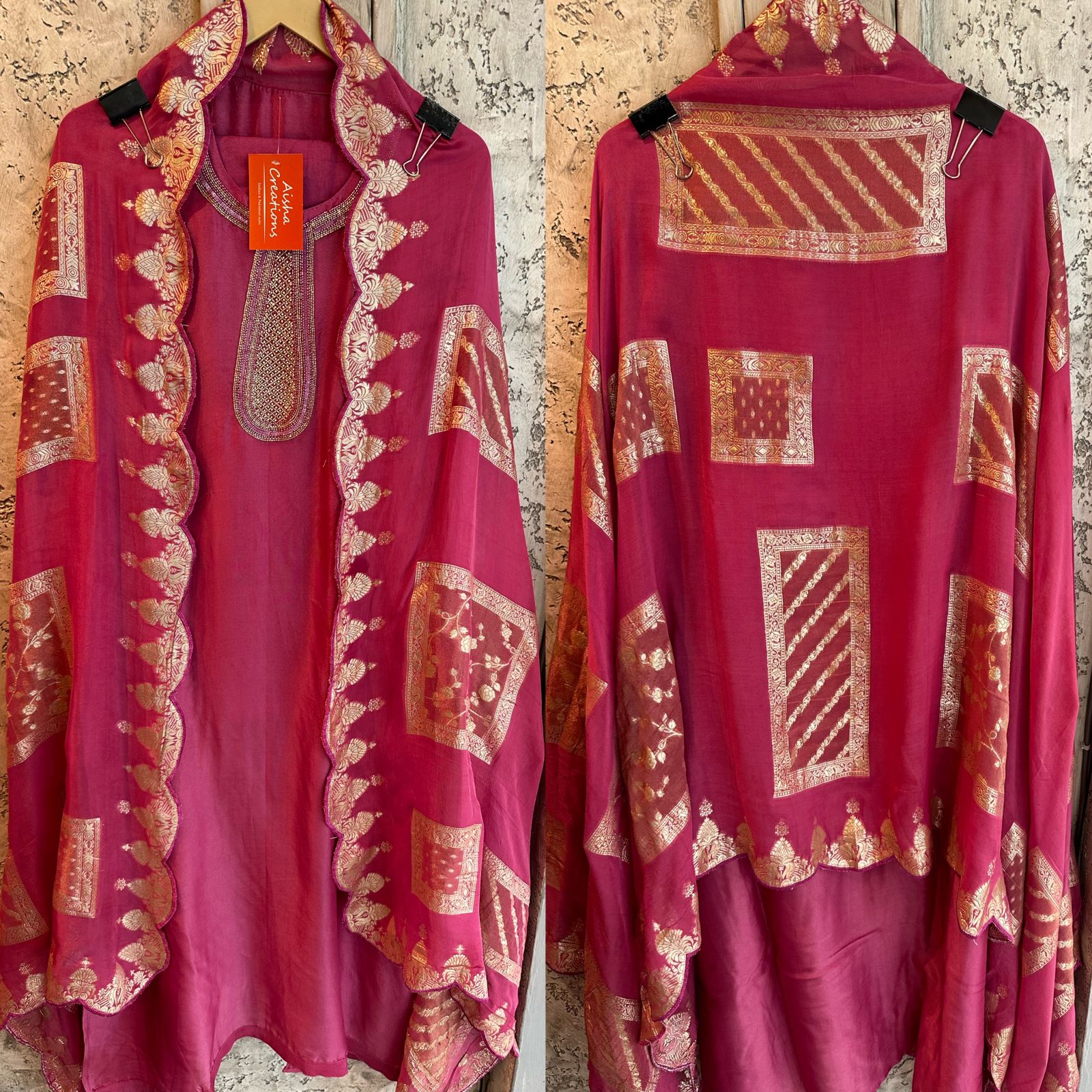 Pure Russian silk unstitched shirt Semi stitched with sleeves made