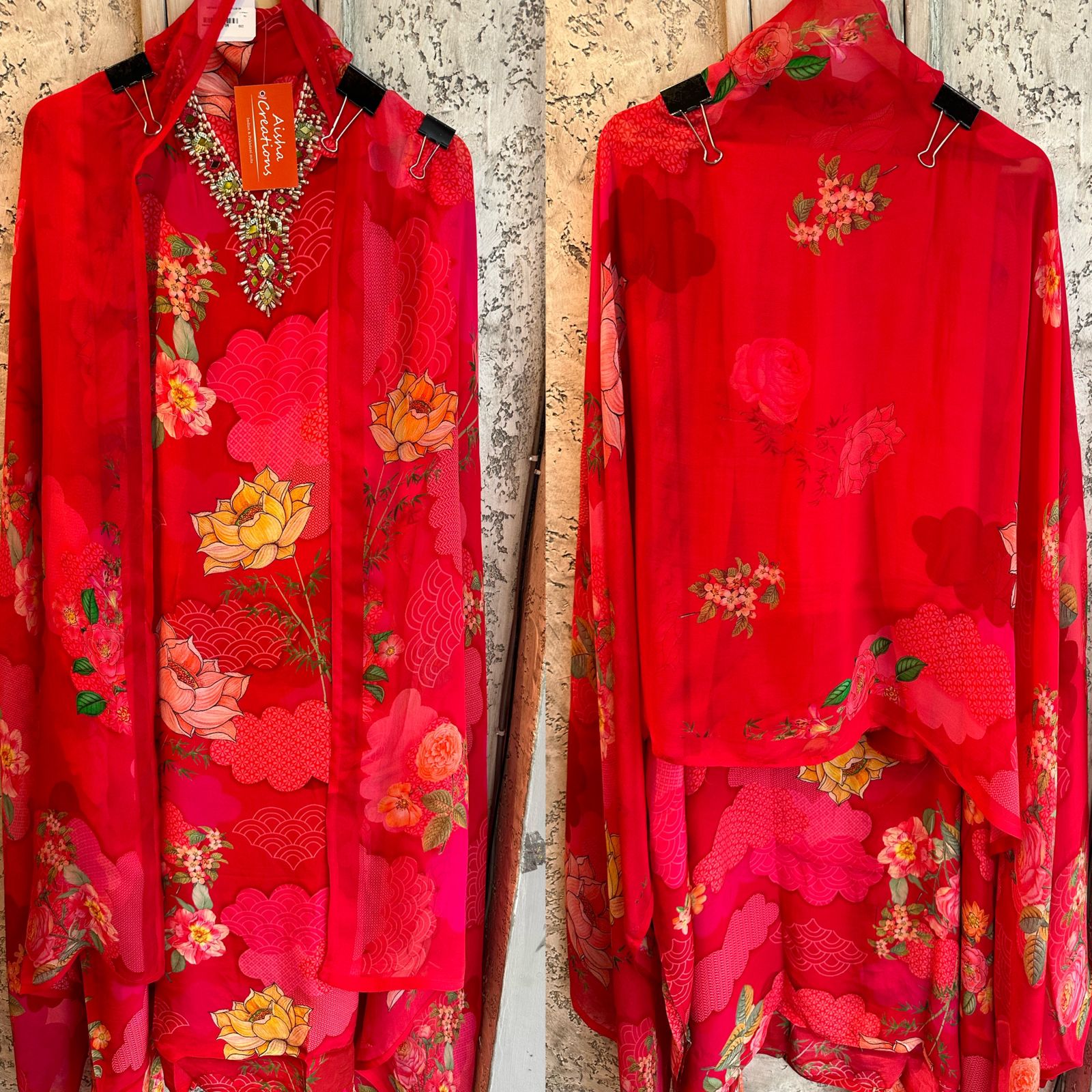 Pure digital Chinon printed suit full size unstitched shirt  With very gorgeous neckline