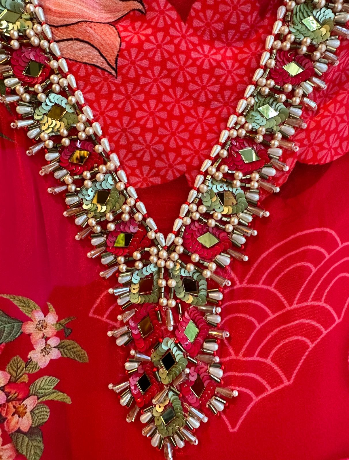 Pure digital Chinon printed suit full size unstitched shirt  With very gorgeous neckline