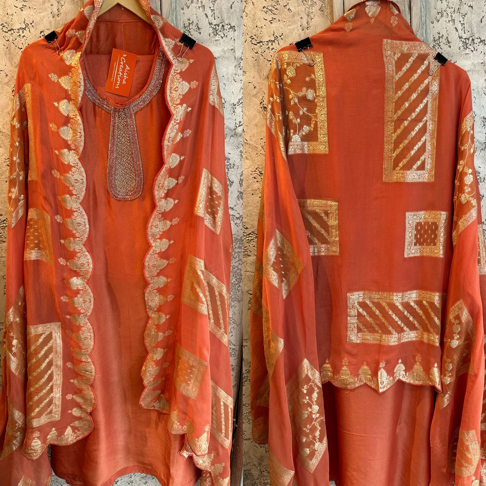 Pure Russian silk unstitched shirt Semi stitched with sleeves made